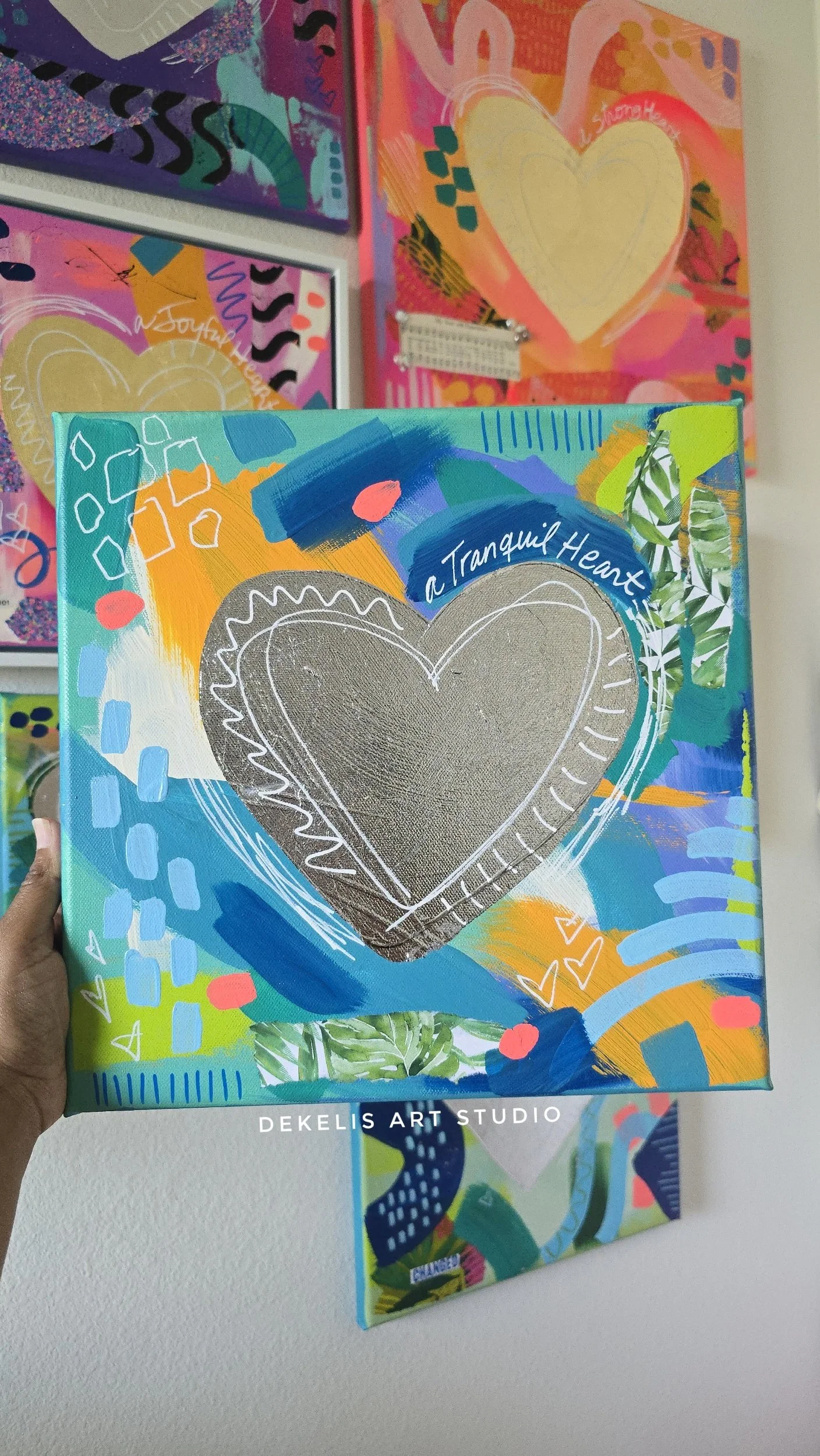 A Tranquil Heart Mixed Media Abstract Painting DeKelis Art Studio