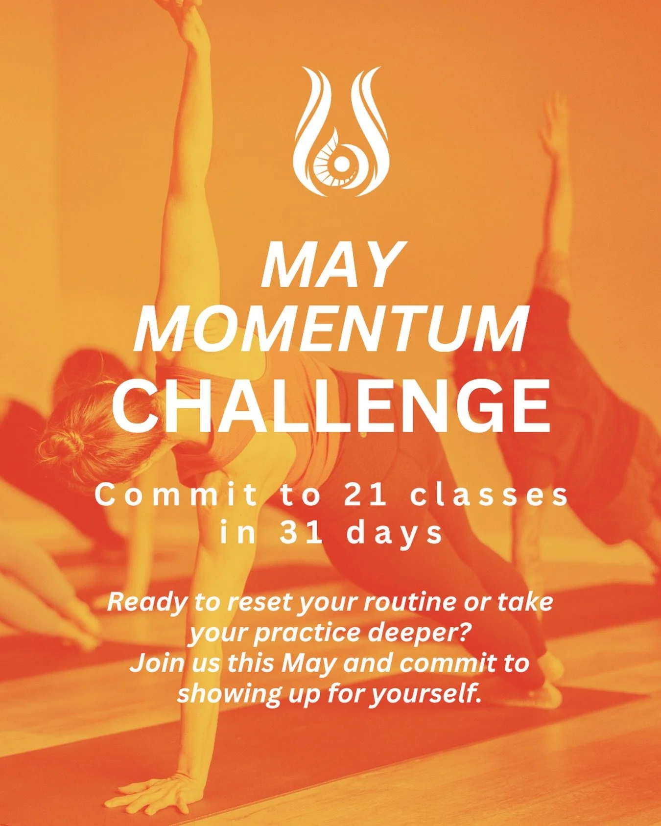 Our May Momentum challenge is righhhht around the corner!!!!⚡️

This challenge is designed to help you show up consistently and experience the physical and mental benefits of regular movement.

Expect increased strength, flexibility, clarity, and a p