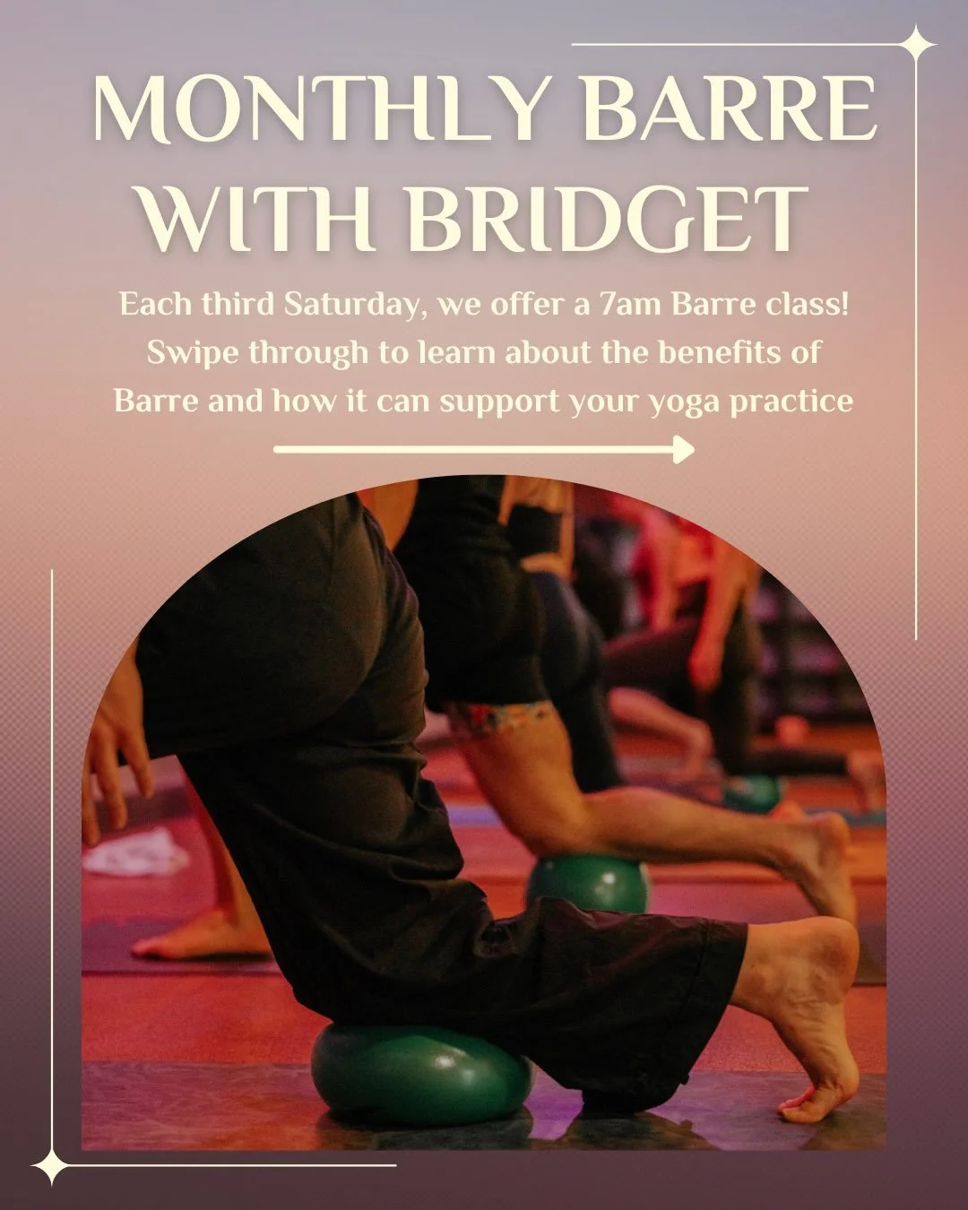 Have you ever taken our Barre class with @fitbridget? Try something new this Saturday at 7am ✨

Sign up on our Solfire Walla app! 

#sacramento #sacramentoyoga #barre #sacramentobarre