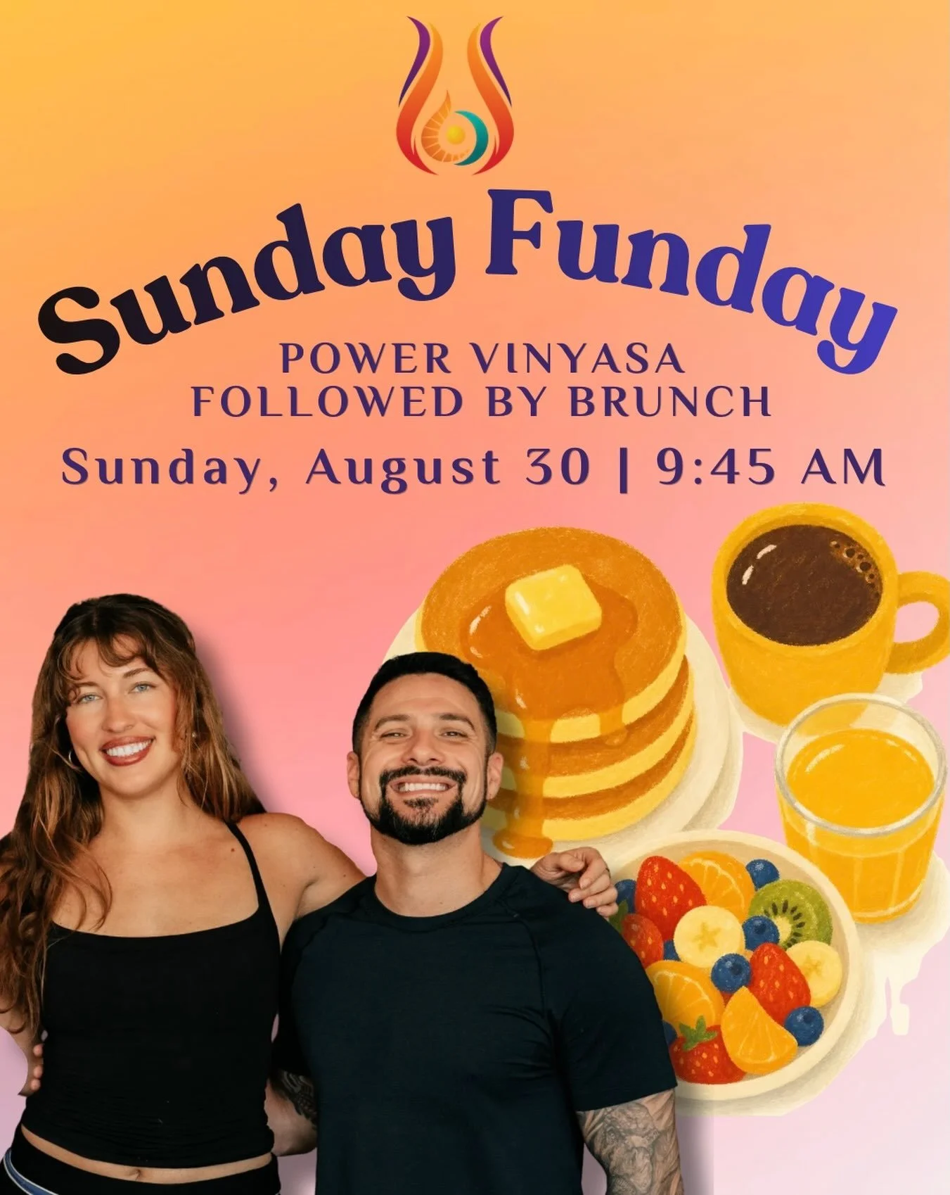 Sunday August 30th at 9:45 join @jesse.r.vigil &amp; @yogaforbreakfastt for a co-taught 75-minute Power Vinyasa class and then head over to Oak Park Brewing Co. for a fun community brunch and connection ✨

We&rsquo;d love to see you there ⭐️💛⭐️ 

#s