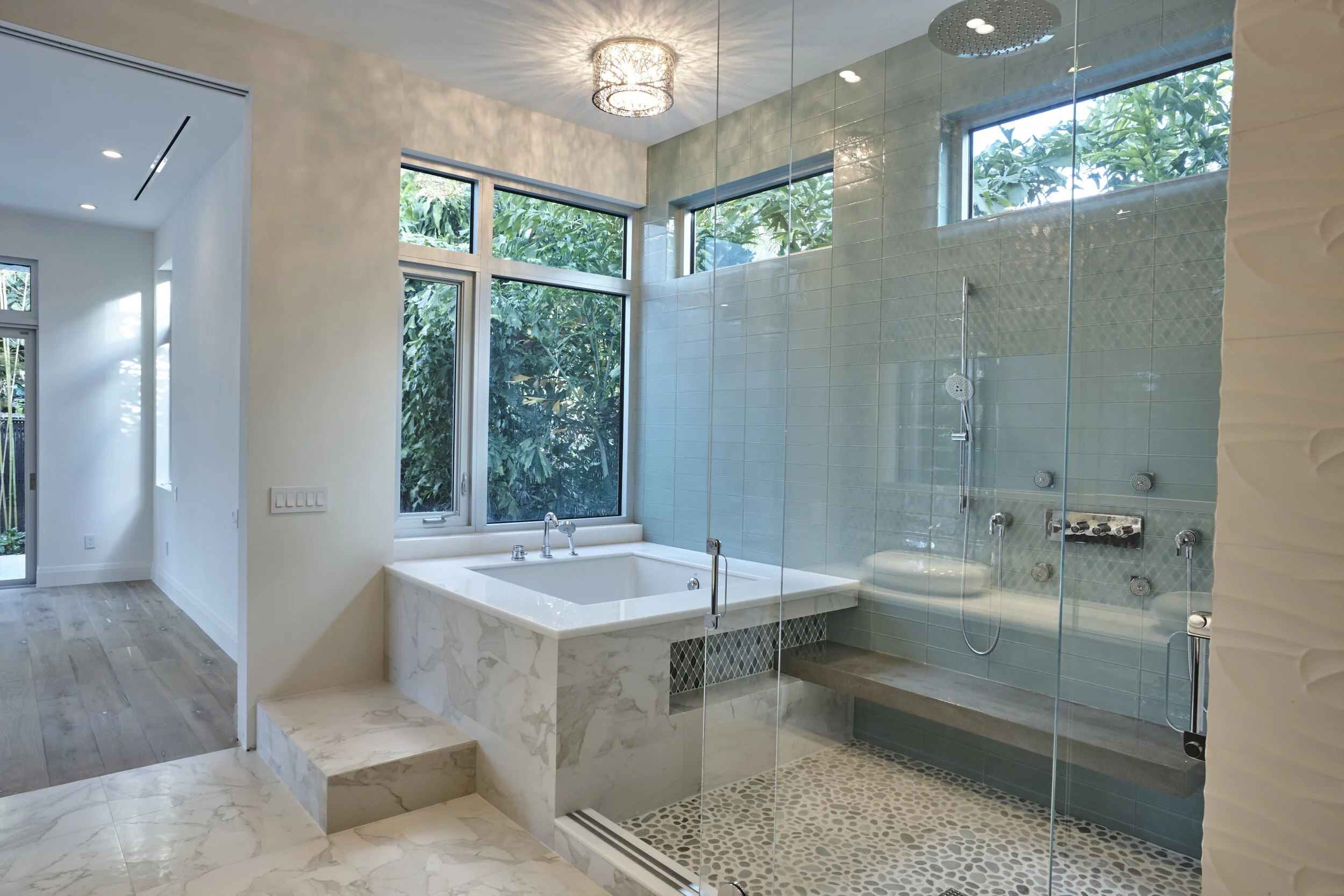 Harbor Beach custom luxury contemporary home with spa bath - combination built in tub and shower area
