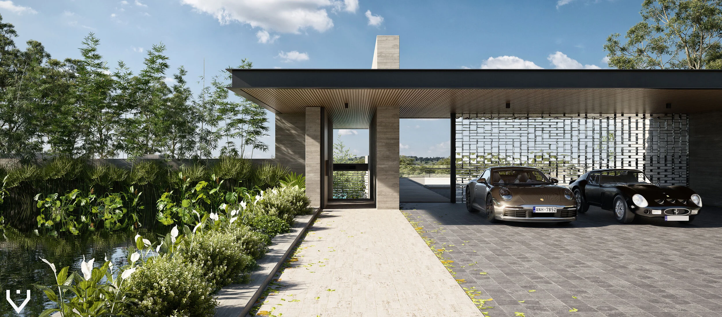 Luxury South Florida waterfront contemporary home with pool area