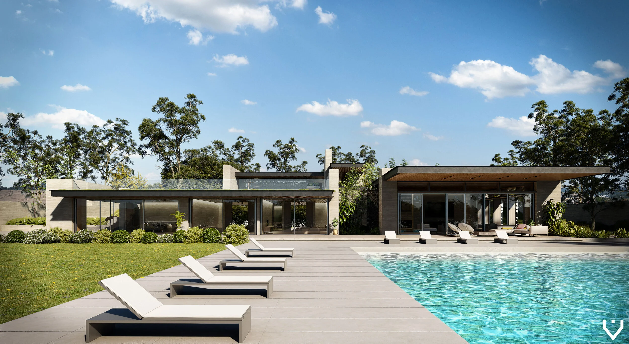 Luxury South Florida waterfront contemporary home with pool area