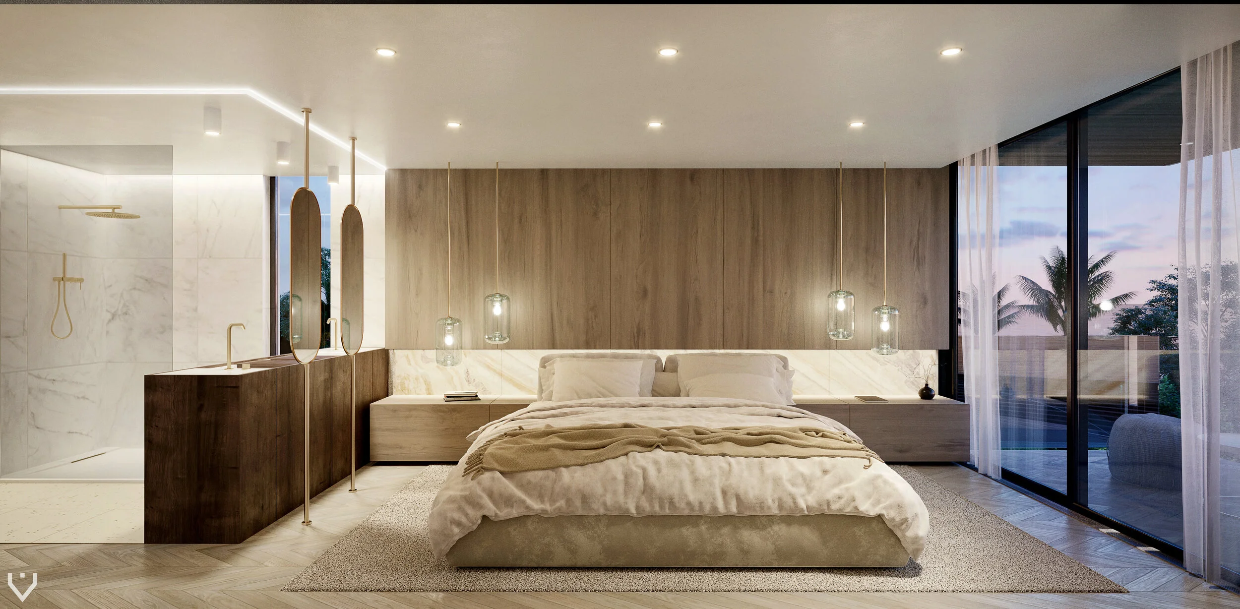 Luxury South Florida waterfront contemporary home master bedroom