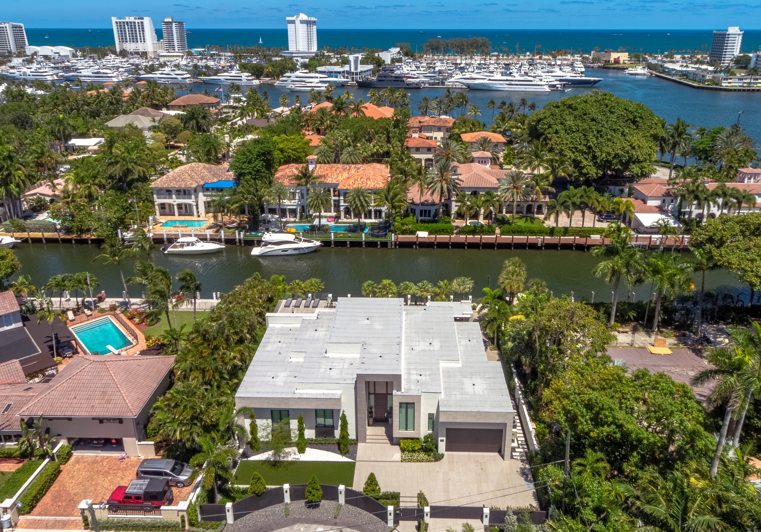 Riviera Drive Modern Aerial View