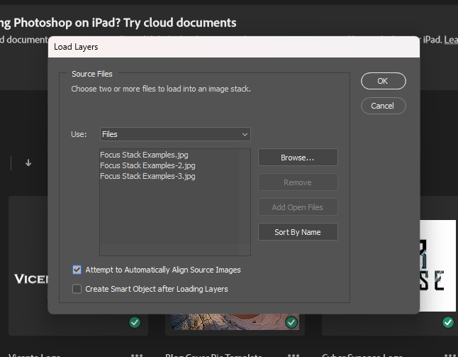 Load files into stack