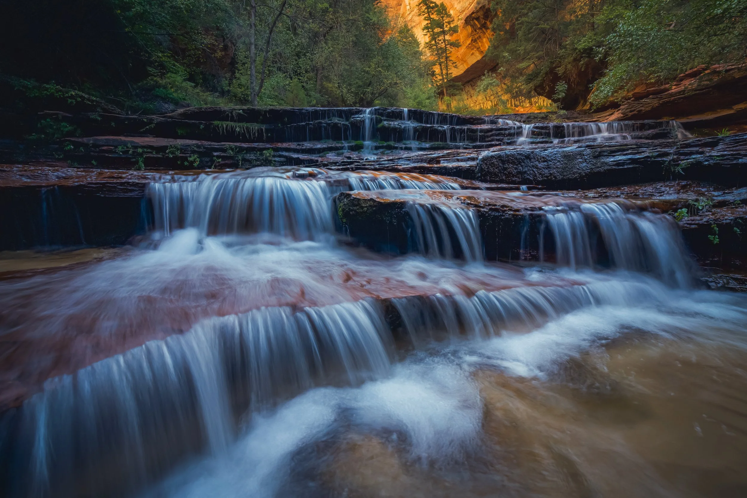 Archangel falls along west fork in Zion National Park during the fall