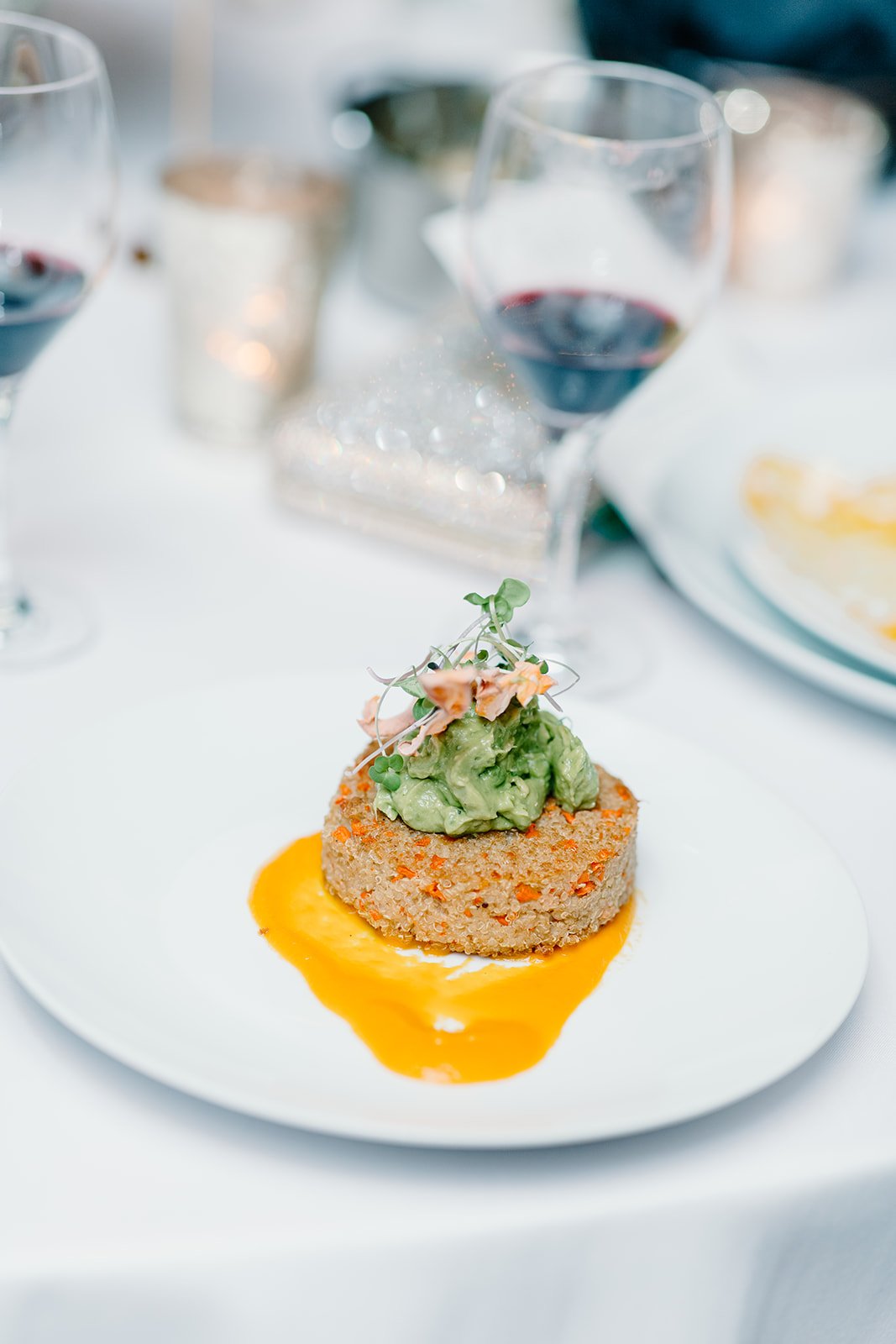 Looking for something healthy and delicious for dinner as we head into the summer season? Look not further than our vegan Quinoa Cakes! Served with carrot ginger puree, crispy carrots, avocado relish, and micro greens this dish is prefect for anyone 