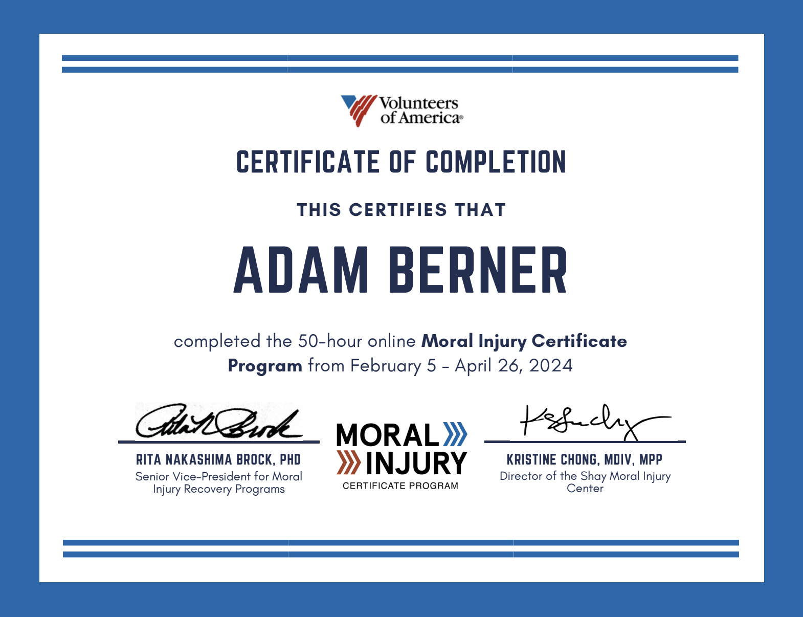 Moral Injury Certificate Program