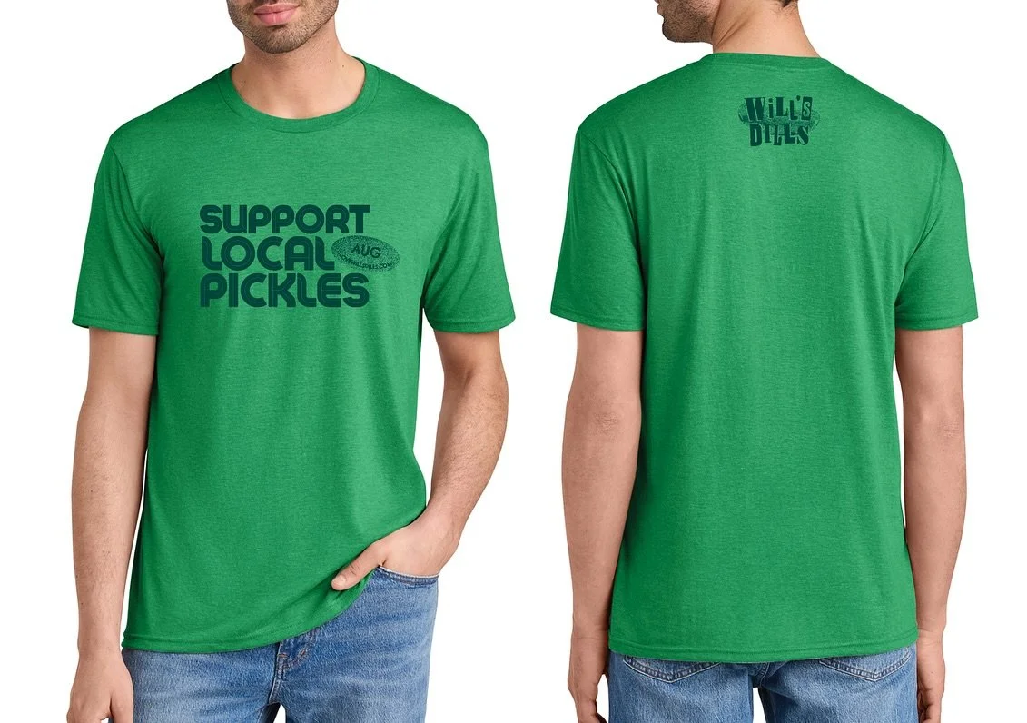 We&rsquo;re celebrating the return of Will&rsquo;s Dills with a &ldquo;Support Local Pickles&rdquo; tshirt! You&rsquo;ve asked how you can help us get rolling&hellip; please consider ordering a shirt or two and repping Will&rsquo;s Dills in your neck