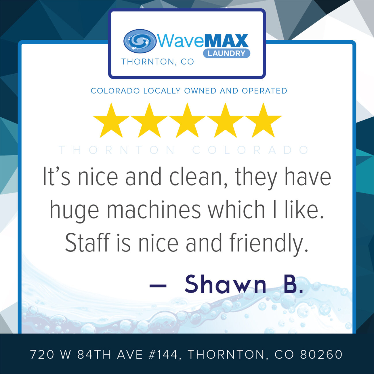 Thank you for trying our large machines! We love to see so many loads of laundry done in one wash. Have you had a great experience at WaveMAX Thornton? Please leave us a review or read what others have to say about WaveMAX Thornton &gt;&gt;http://bit