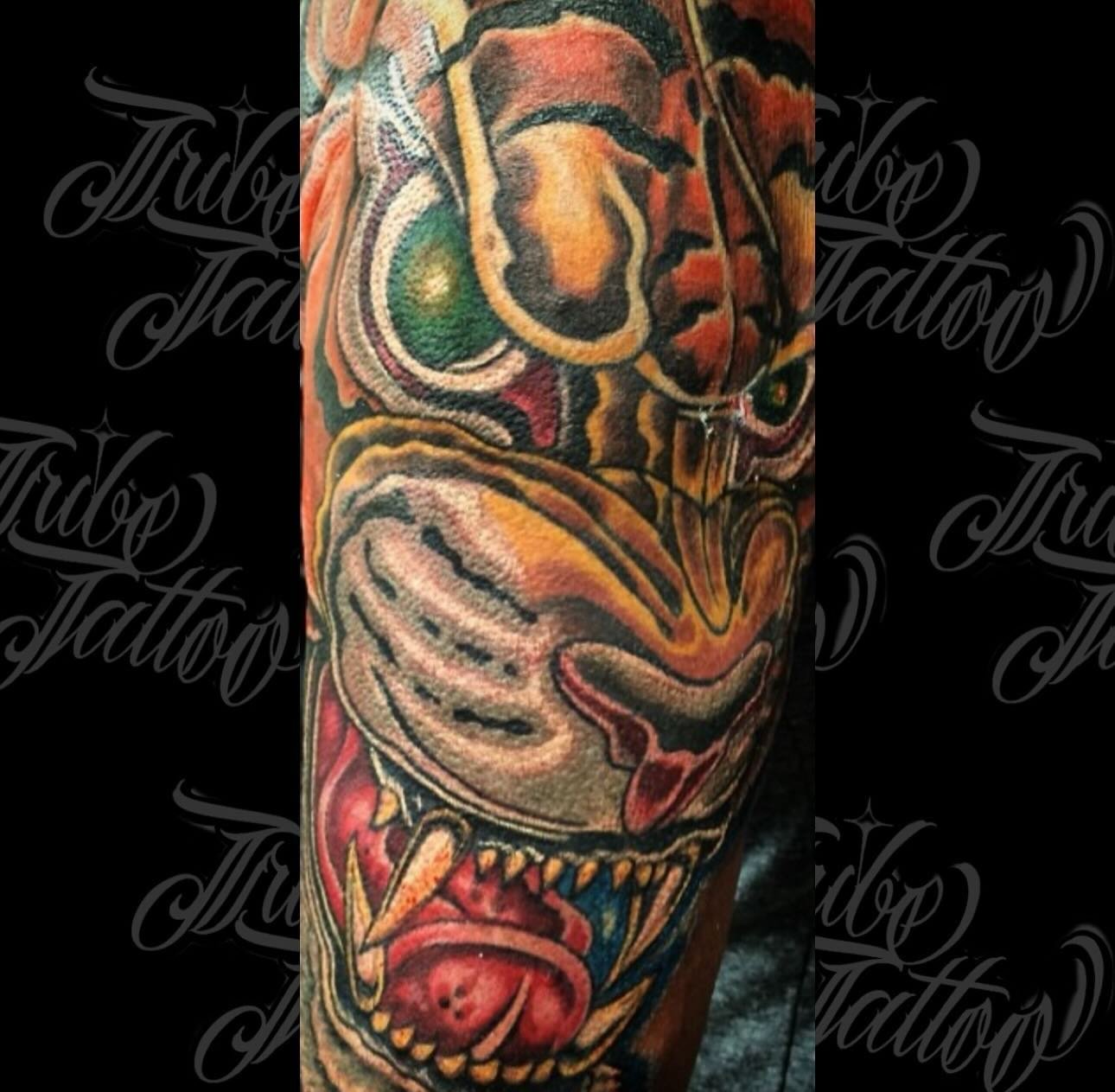 @slaughter698tribe with this insane tiger piece 🔥
.
Give the shop a call to book with @slaughter698tribe 
.
720.904.8904
.
Using #fusion_ink #dynamiccolor #kingpintattoosupply #cainforge