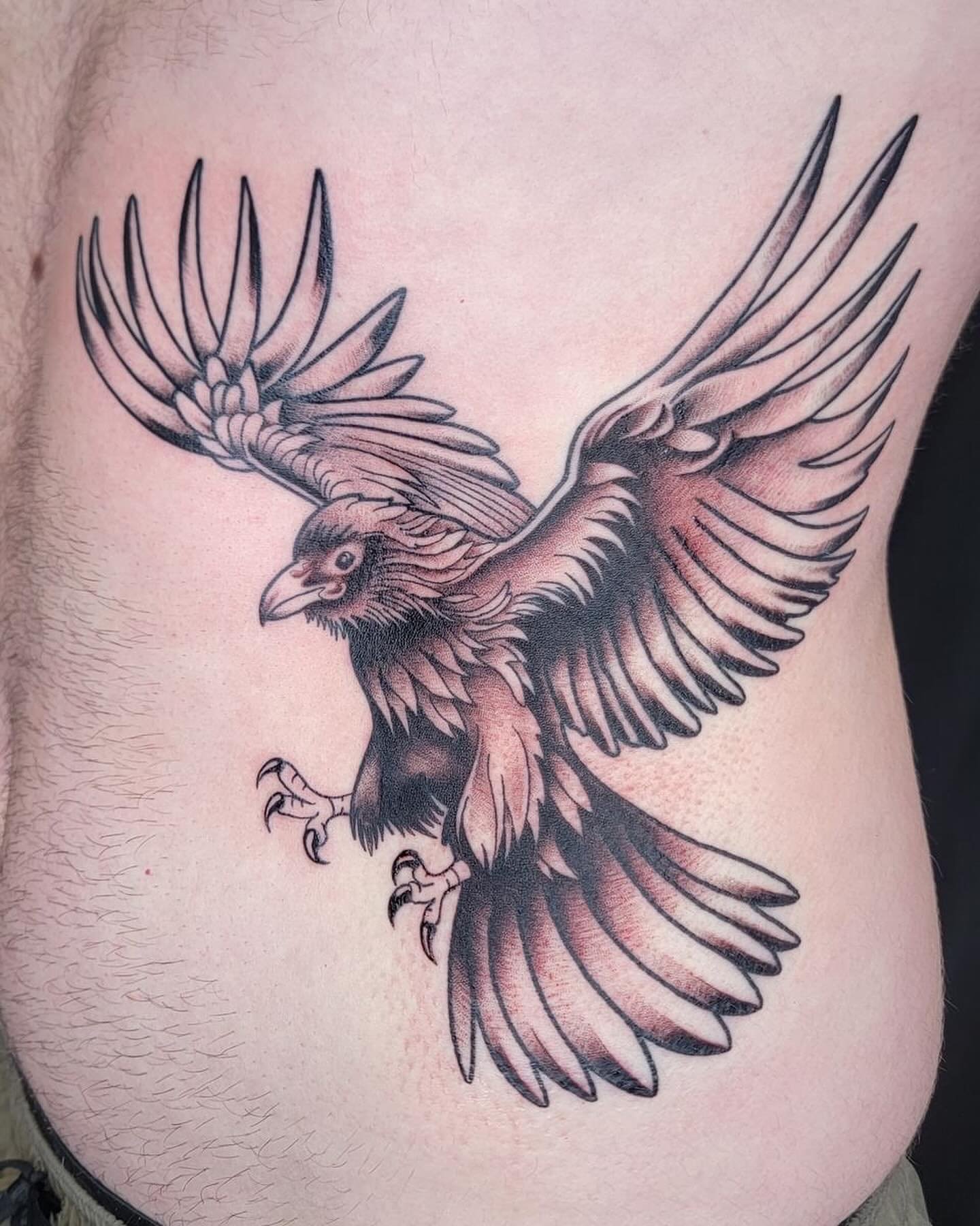 Beautiful raven! Clean work by the talented @blackanchorart 
Call the shop to book with Andy! 🐦&zwj;⬛🌿
✨720.904.8904✨

Using @dynamiccolor @fusion_ink @eternalink @kwadron @kingpintattoosupply @fkirons @mummytattoosupply
