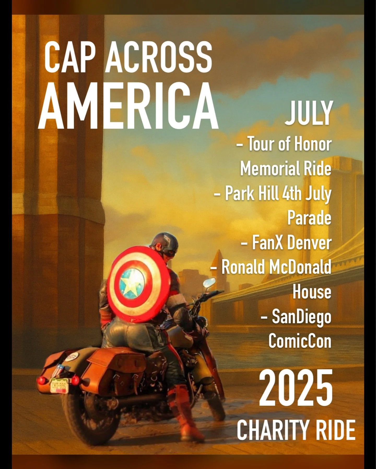 🚨 ANNOUNCING: CAP ACROSS AMERICA 2025 🚨

Hey everyone 🥹👋 Let&rsquo;s do this.

From the Rockies to the Big Apple, coast to coast and back again &mdash; I&rsquo;m hitting the road in 2025 for a cross-country charity ride to bring smiles, hope, and