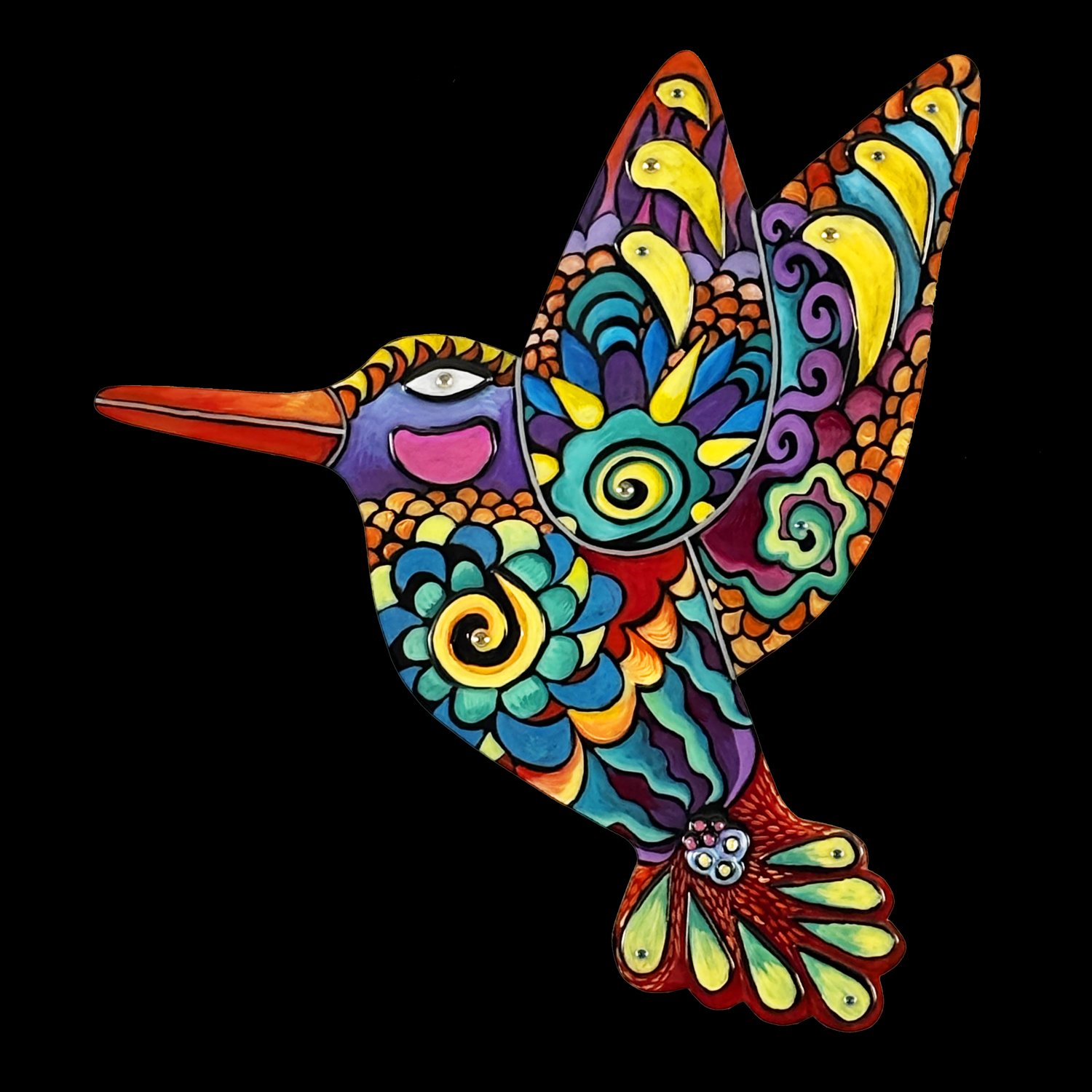 "humming bird" left yellow feathers