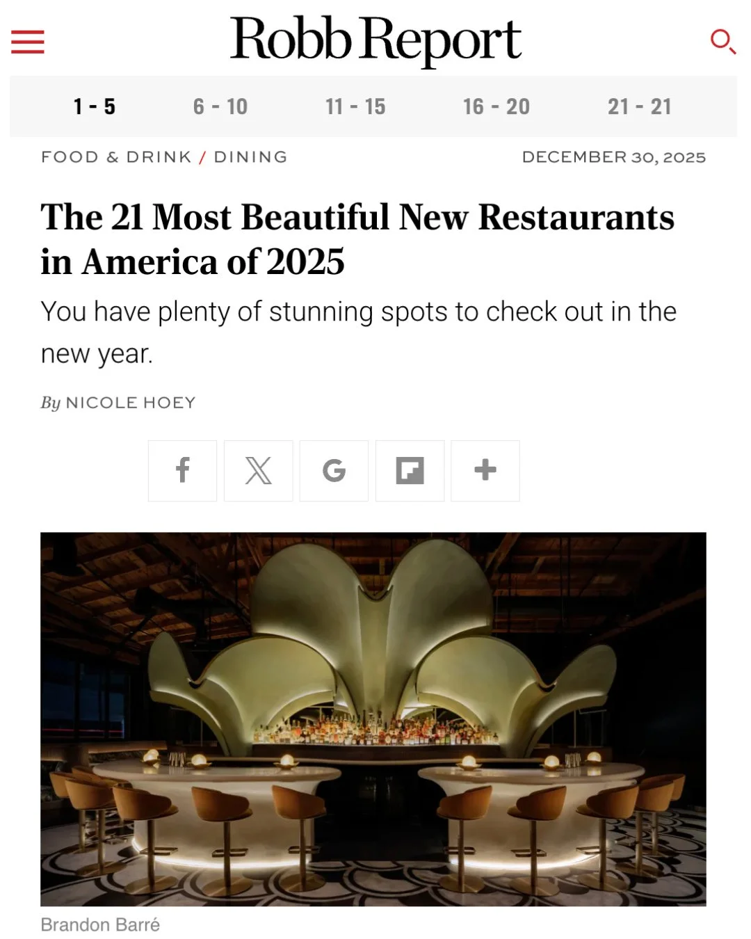 @abarestaurant Nashville has been recognized as one of America&rsquo;s 21 Most Beautiful New Restaurants&mdash;a huge honor and a testament to the vision and collaboration behind this project. ⁠
⁠
Created in collaboration with @lettuceentertainyou.⁠
