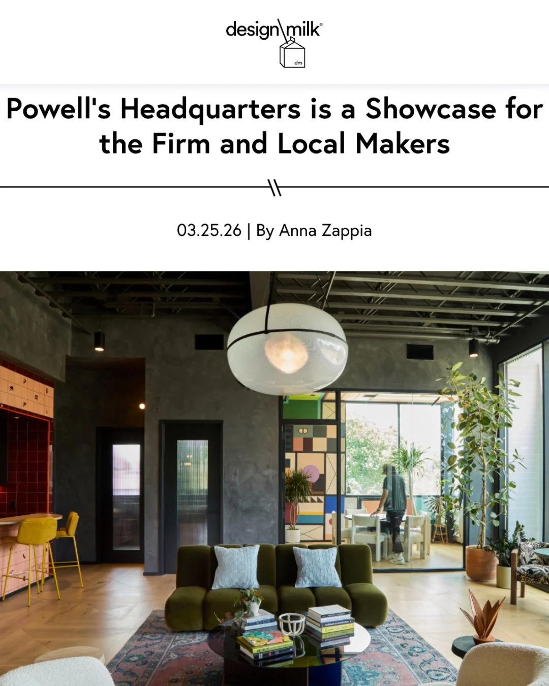 Honored to be featured by @designmilk.⁠
⁠
Our headquarters was designed as more than a workplace &mdash; it&rsquo;s a reflection of how we think, work, and build. A space that brings together architecture, interiors, construction, and local makers un