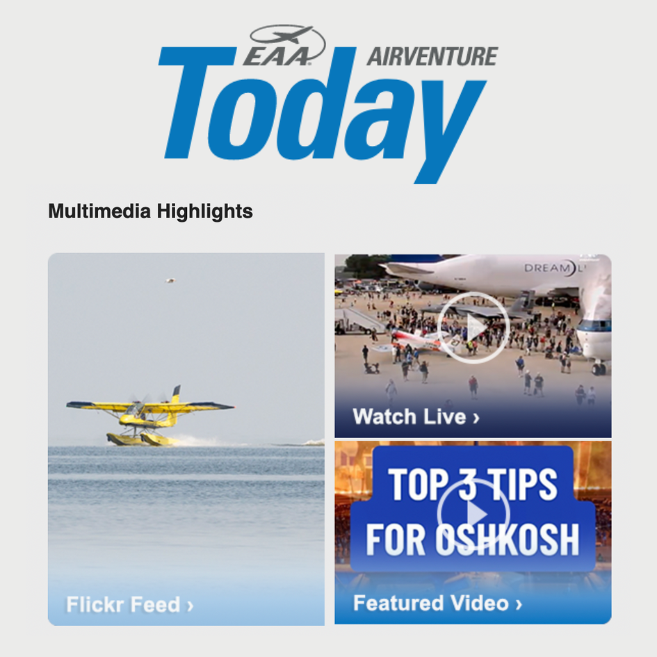 Feature in EAA's Newsletter "Top 3 Tips For Oshkosh"