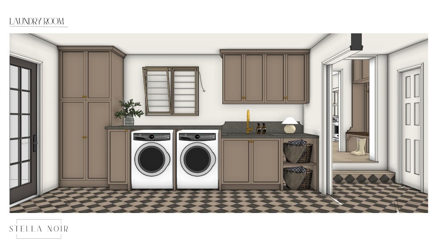 Loving how this pass through laundry room is coming together. 🤎🤎🤎