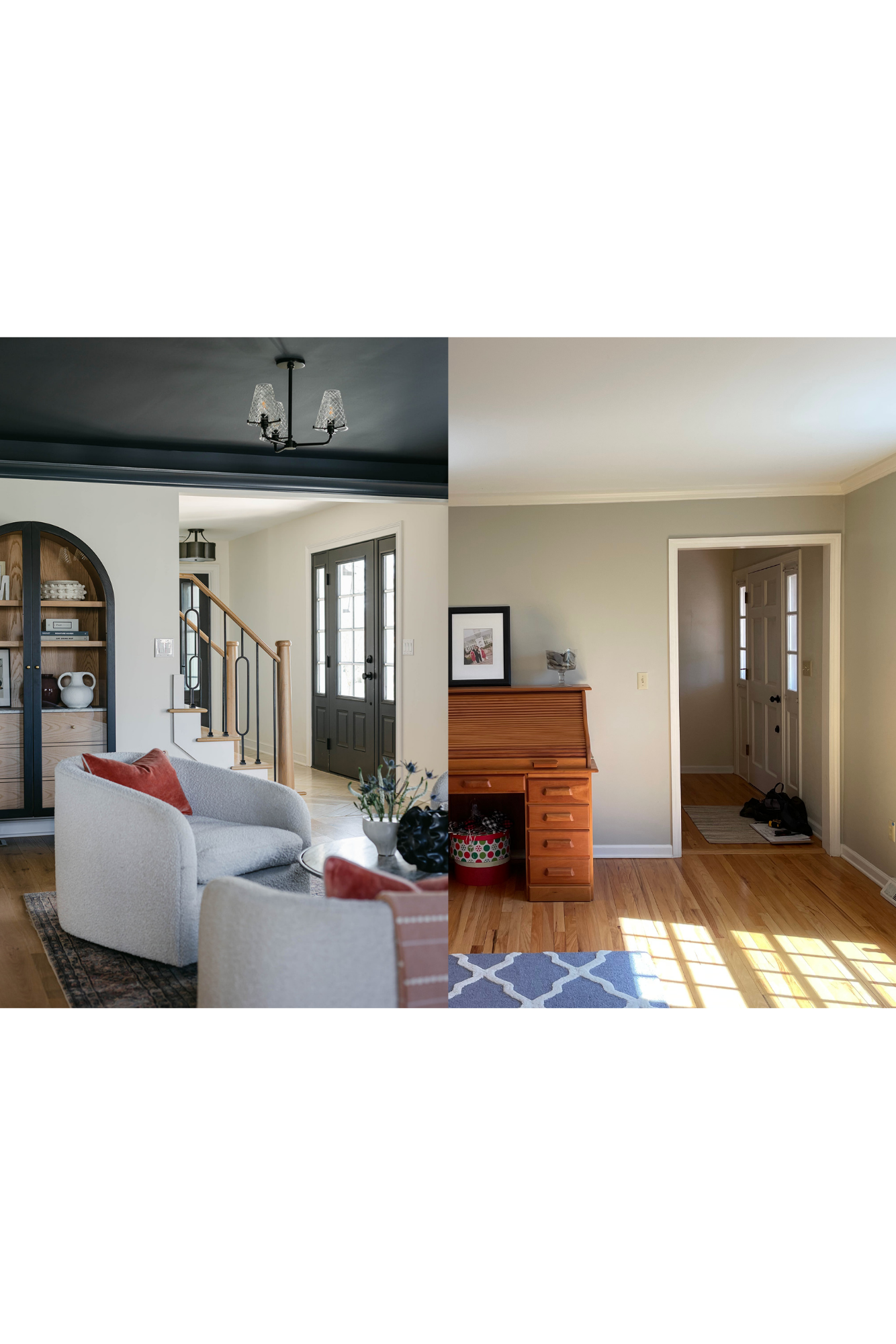 LIVING ROOM UPDATE WITH OPEN STAIRS (BEFORE RIGHT)