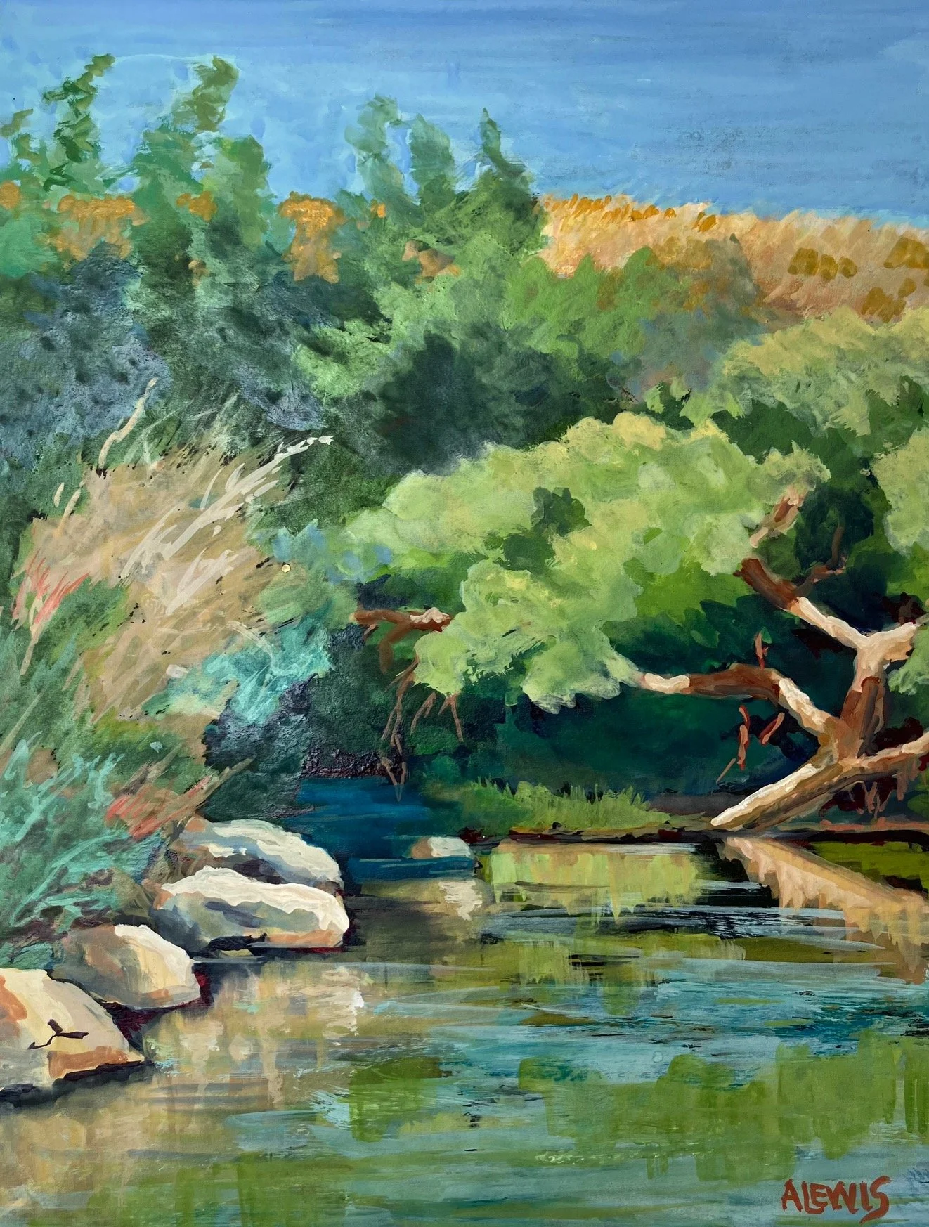 Cool Pool, 8 x 10 Gouache