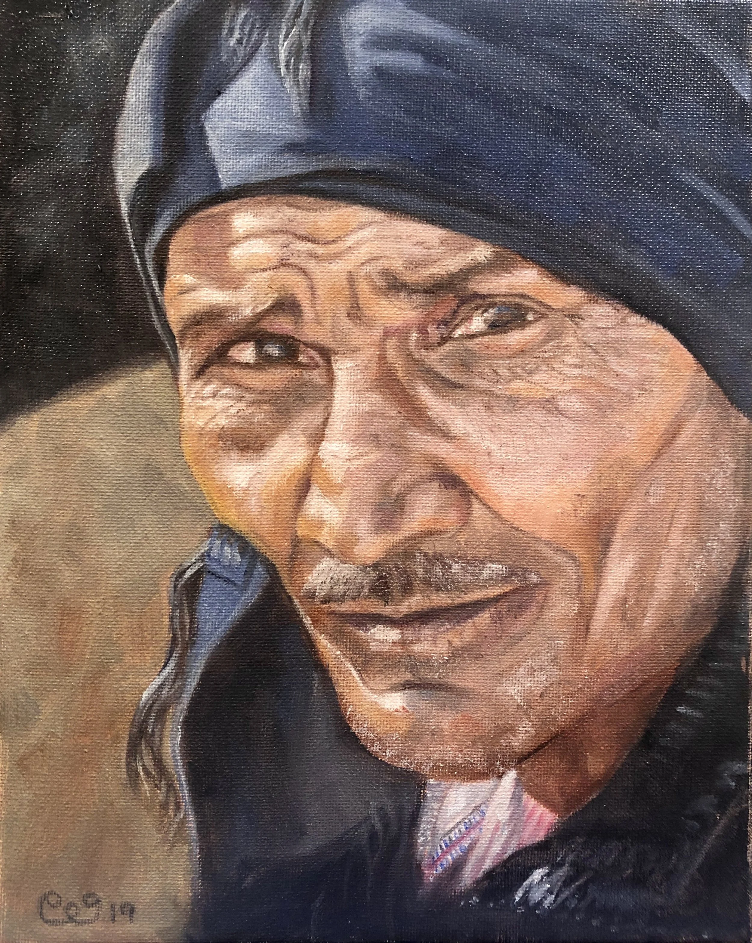 Blue Man, 8 x 10 Oil