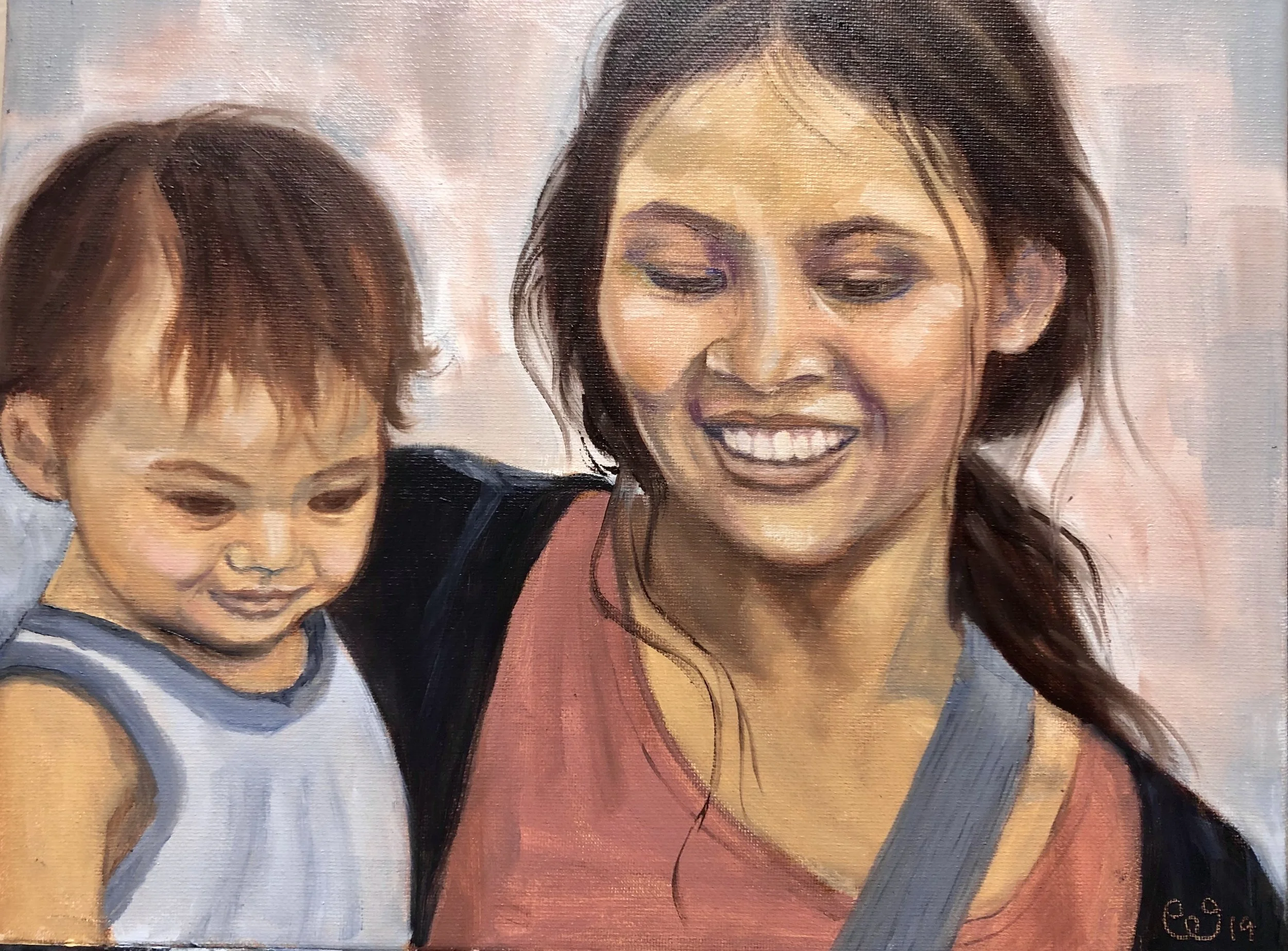 Mother and child, 11 x 14 Oil