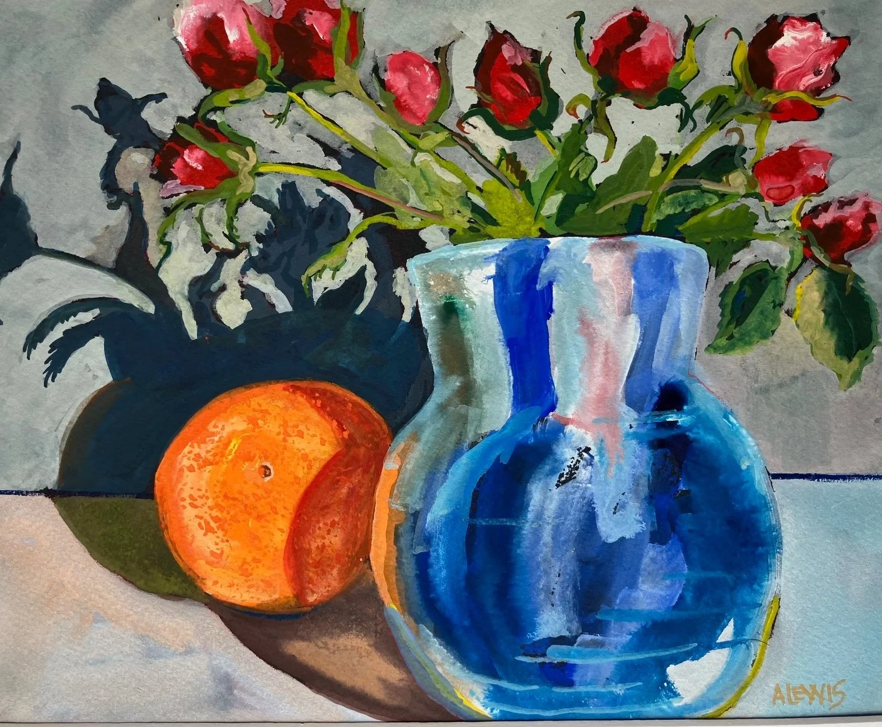 Winter Roses, 11 x 9 Gouache