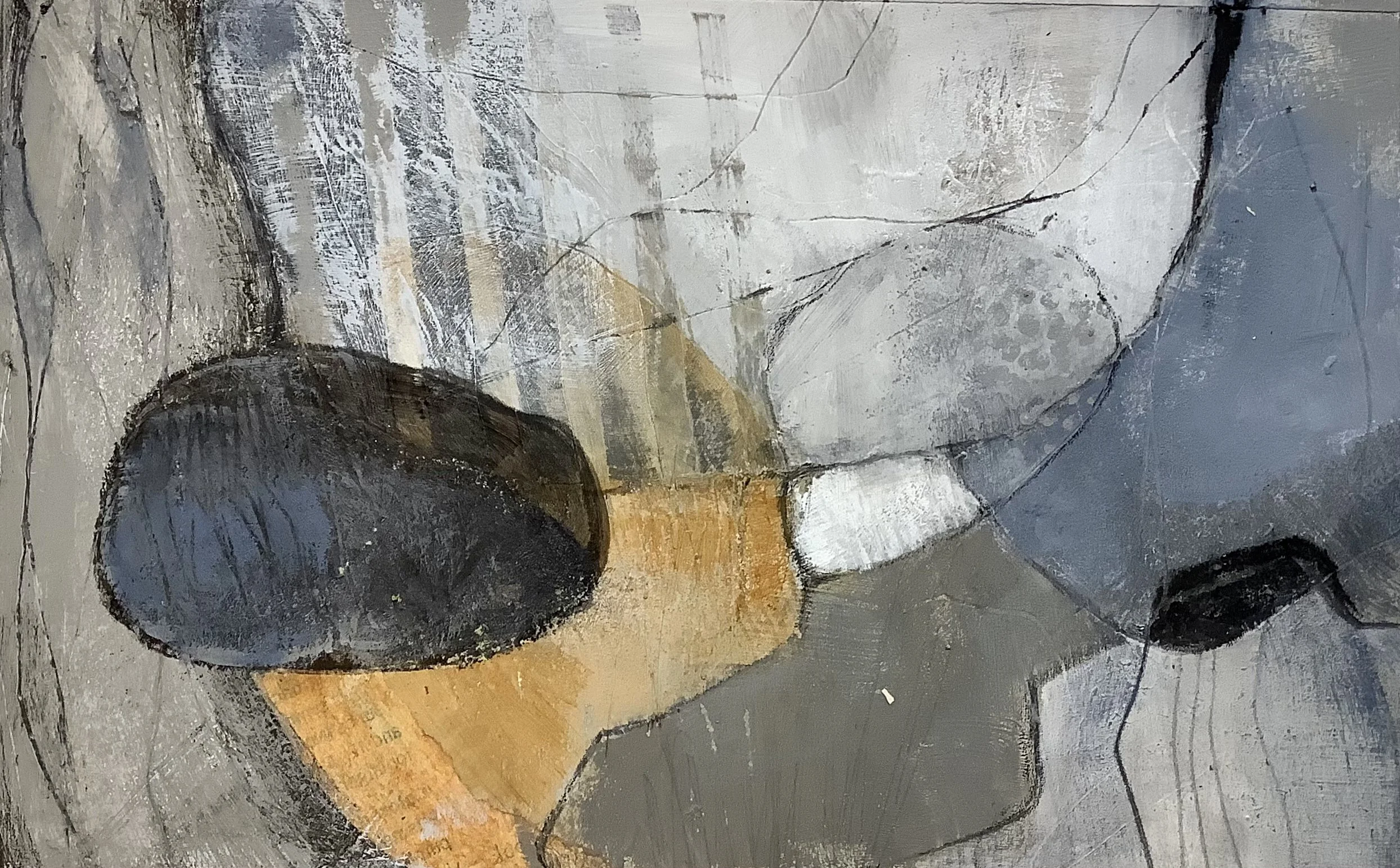 River rock, 5 x 8 Oil & Cold Wax