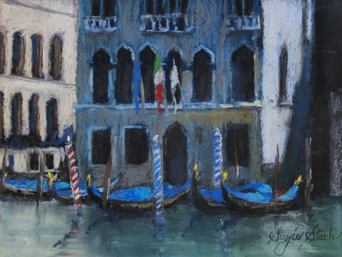 Waiting Gondolas,  9 x 12 Pastel