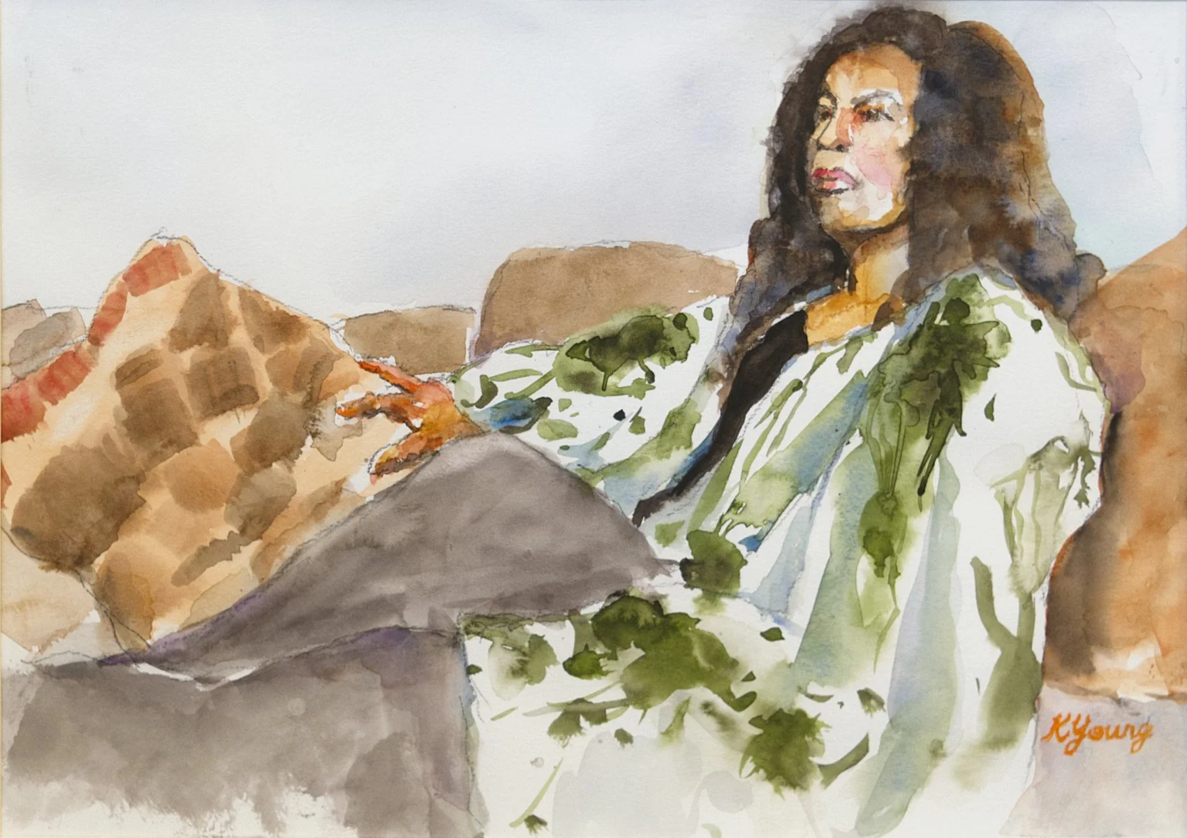 Seated Woman,  12 x 17 Watercolor