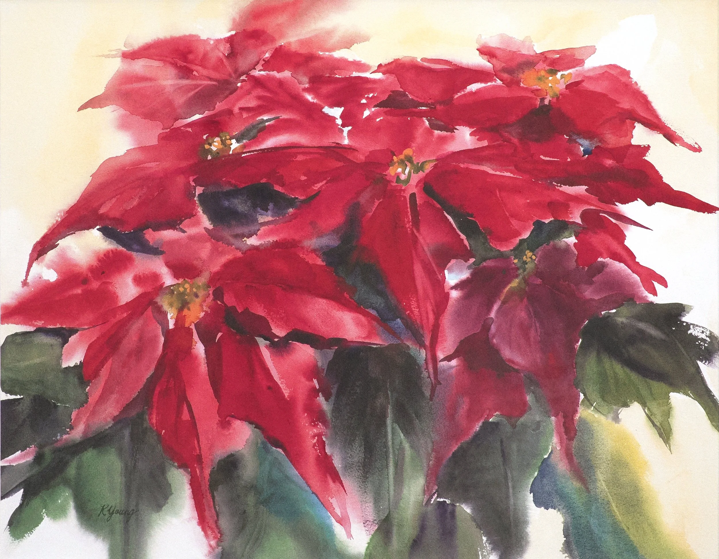 Pointsettia, Watercolor 27 x 21
