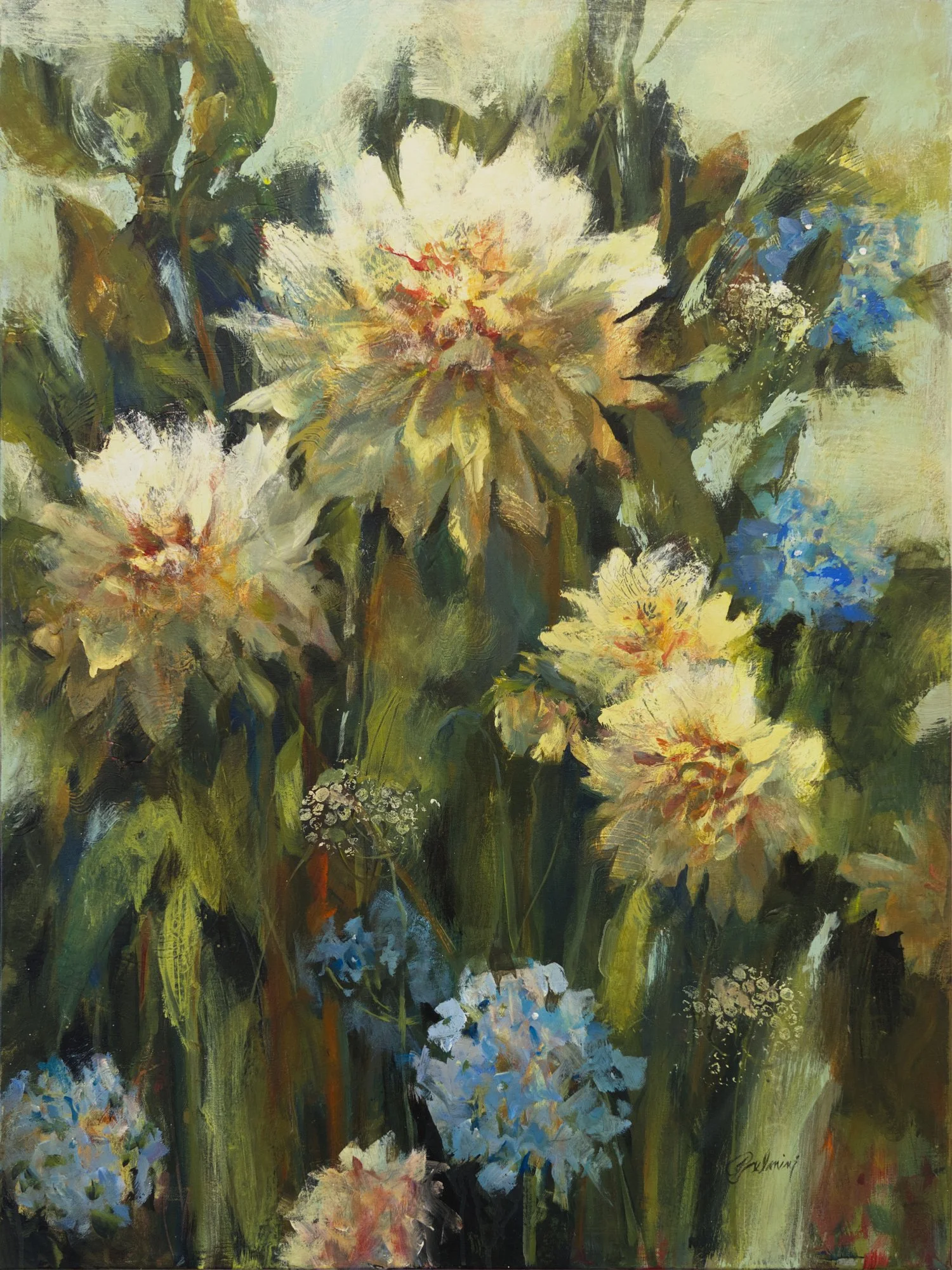 Dahlias,  30 x 40 Oil
