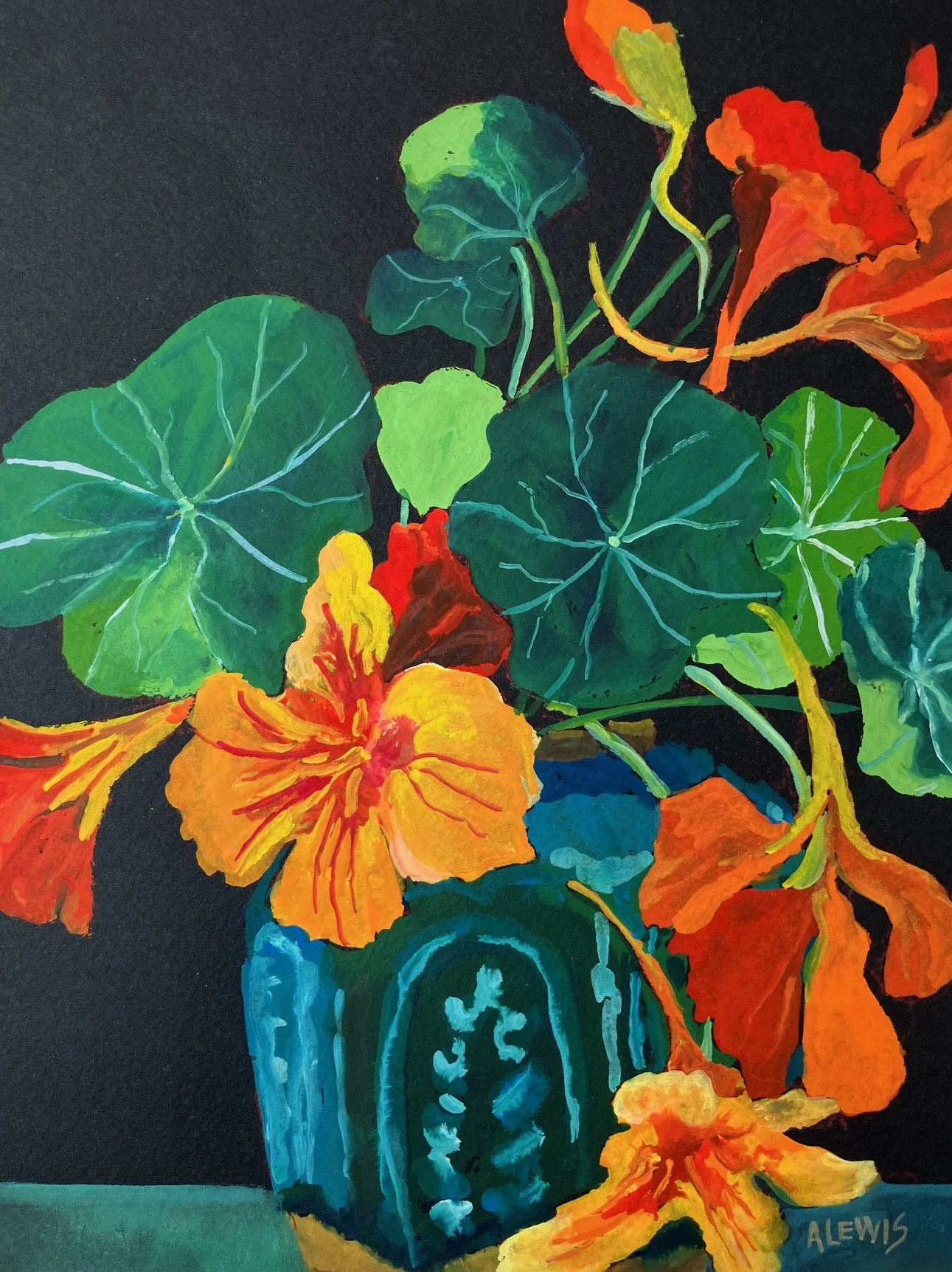 Nasturtium, 8 x 11 Gouache