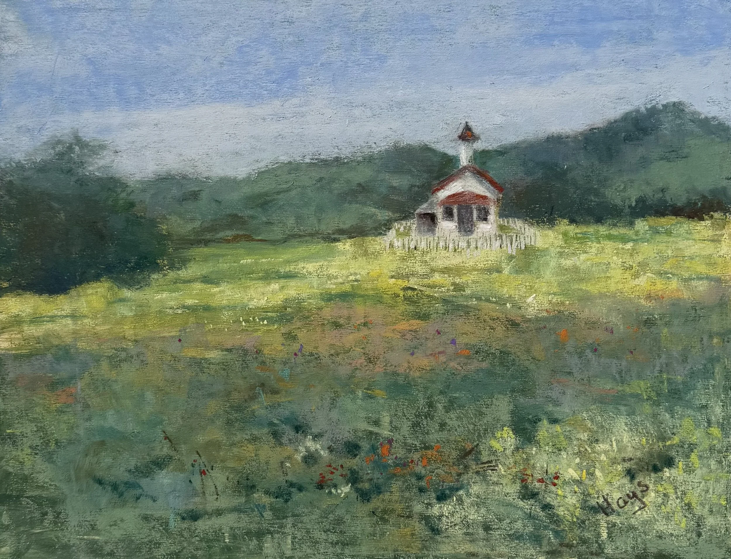 Old School House, 9 x 12 Pastel