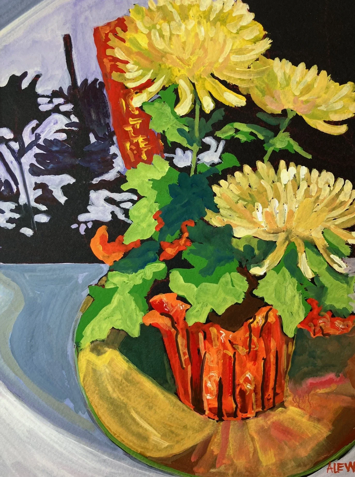 Happy New Year, 8 x 11 Gouache