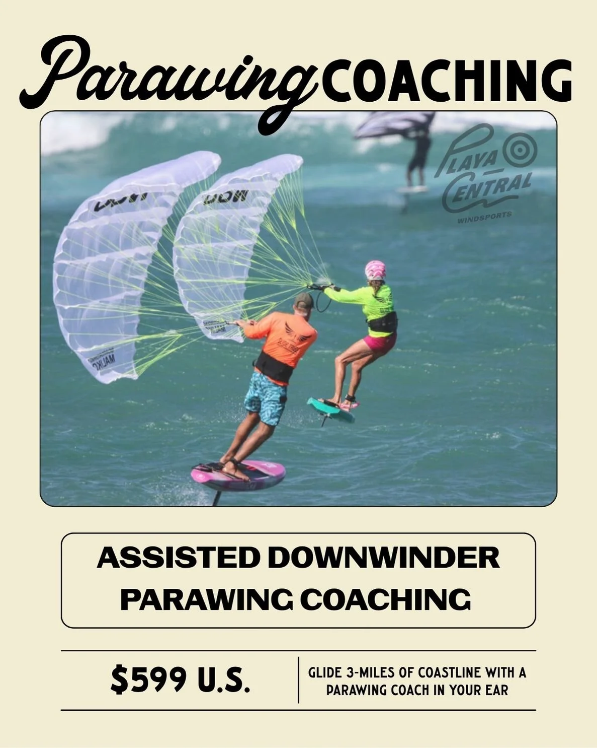 PARAWING COACHING - 3 MILE ASSISTED DOWNWINDER