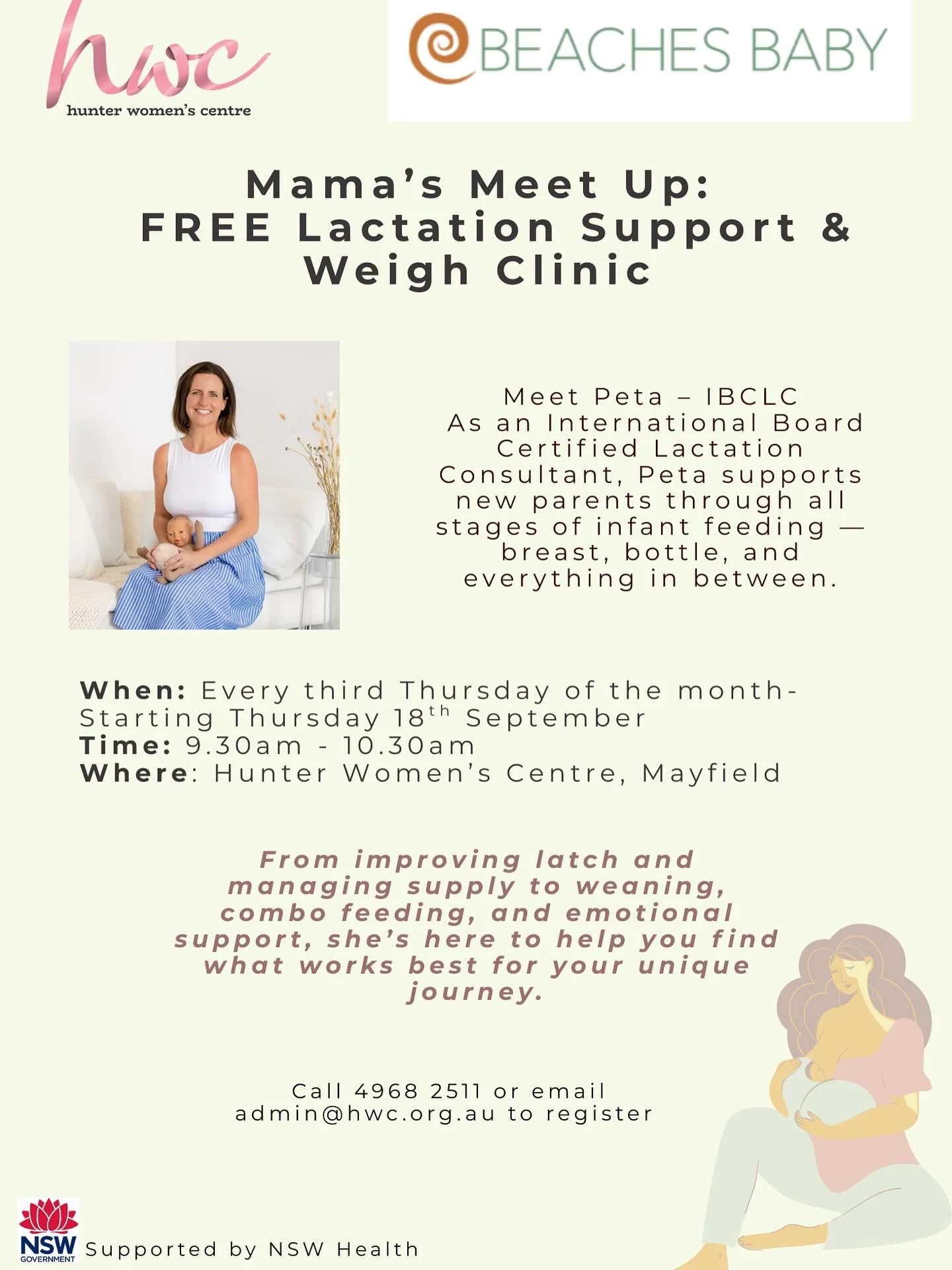 Free breastfeeding clinic at @hunterwomenscentre on the 3rd Thursday of every month. I offer a judgement free space for all types of feeding, no matter what age or stage you are in. #newcastlemums #lakemac #lakemacmums #newcastlensw #huntermums #hunt
