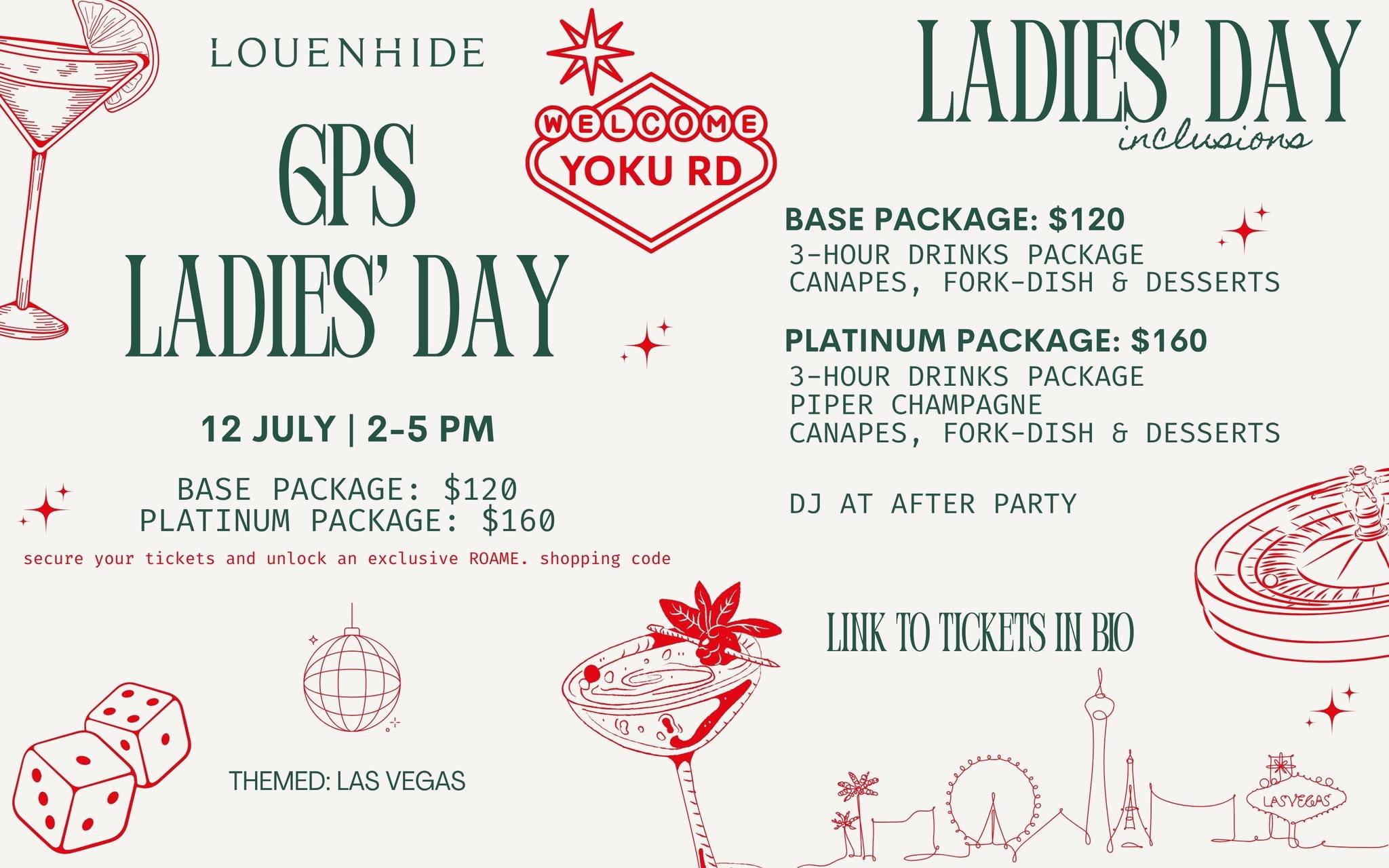🎟️ Ladies&rsquo; Day tickets are officially live!
Grab the girls and get ready for an afternoon of good vibes, cold drinks and a little Vegas flair on Yoku Rd 🎰🍸

It&rsquo;s always a highlight on the GPS calendar - don&rsquo;t miss your chance to 