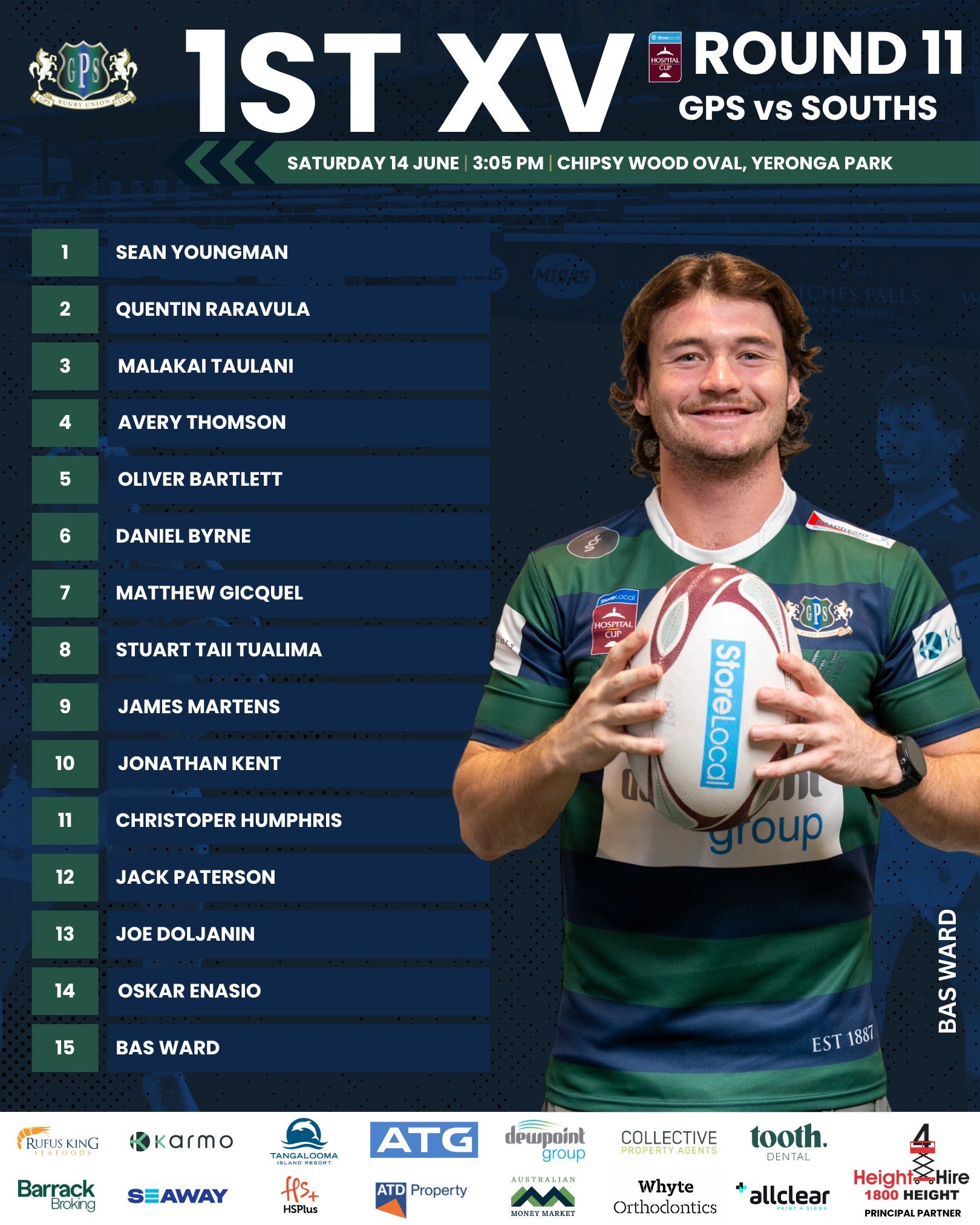 Round 11 team lists are in!💚💙
Game day vs Souths - let&rsquo;s go, GPS!