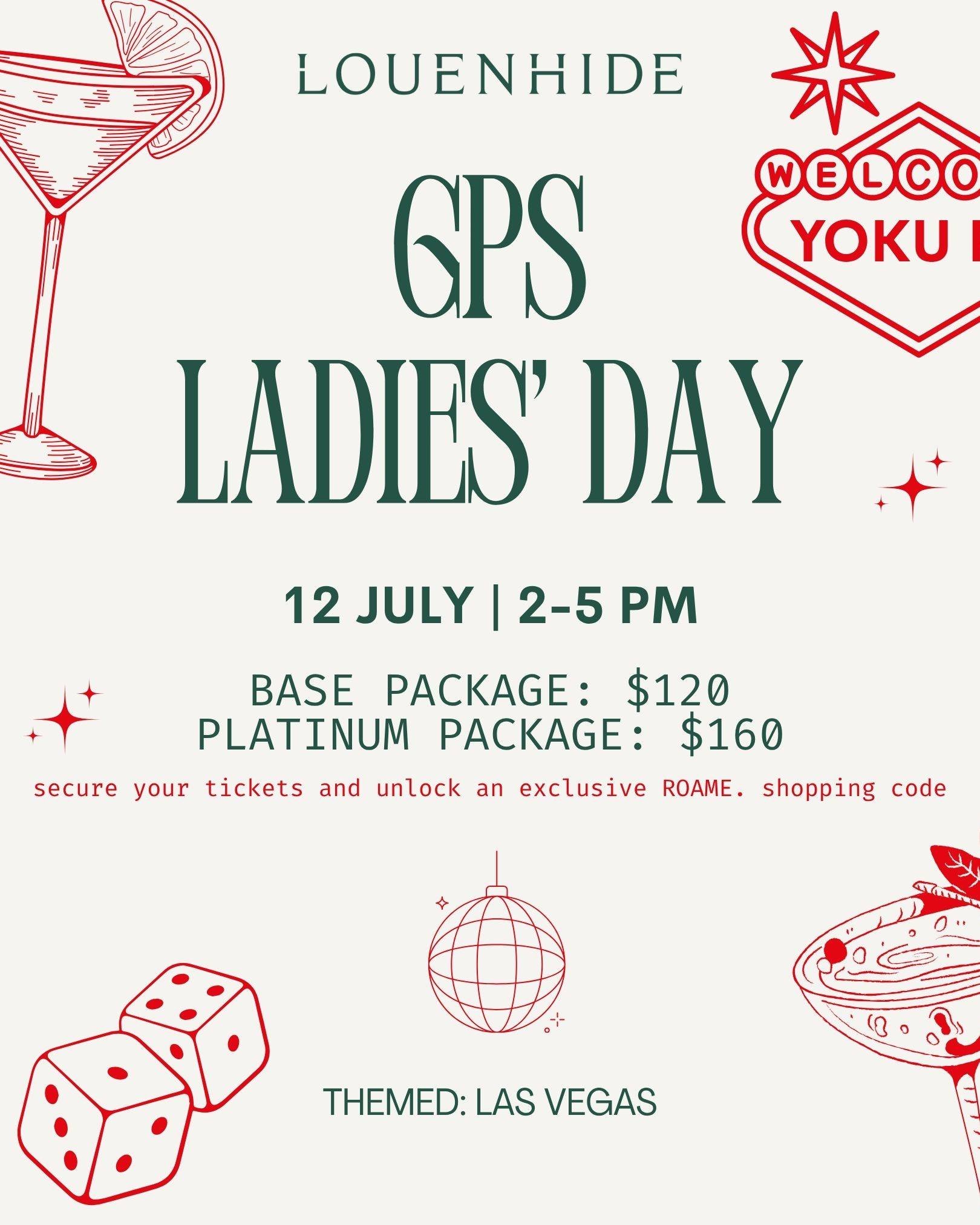 🎰 GPS Ladies Day Reminder!
Our biggest social event is almost here, and tickets are almost sold out!
Don&rsquo;t miss this year&rsquo;s Vegas-themed celebration on Saturday 12th July. There will be a 3-hour drinks package, cracking prizes, and an Ok