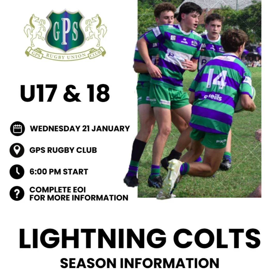 GPS Junior Colts Season Information

Join us on Wednesday 21st January at 6:00pm to hear from coaches regarding the upcoming BJRU Lightning Cup season.

Training will then commence 28th January 6:00pm at GPS.

For more information regarding the seaso
