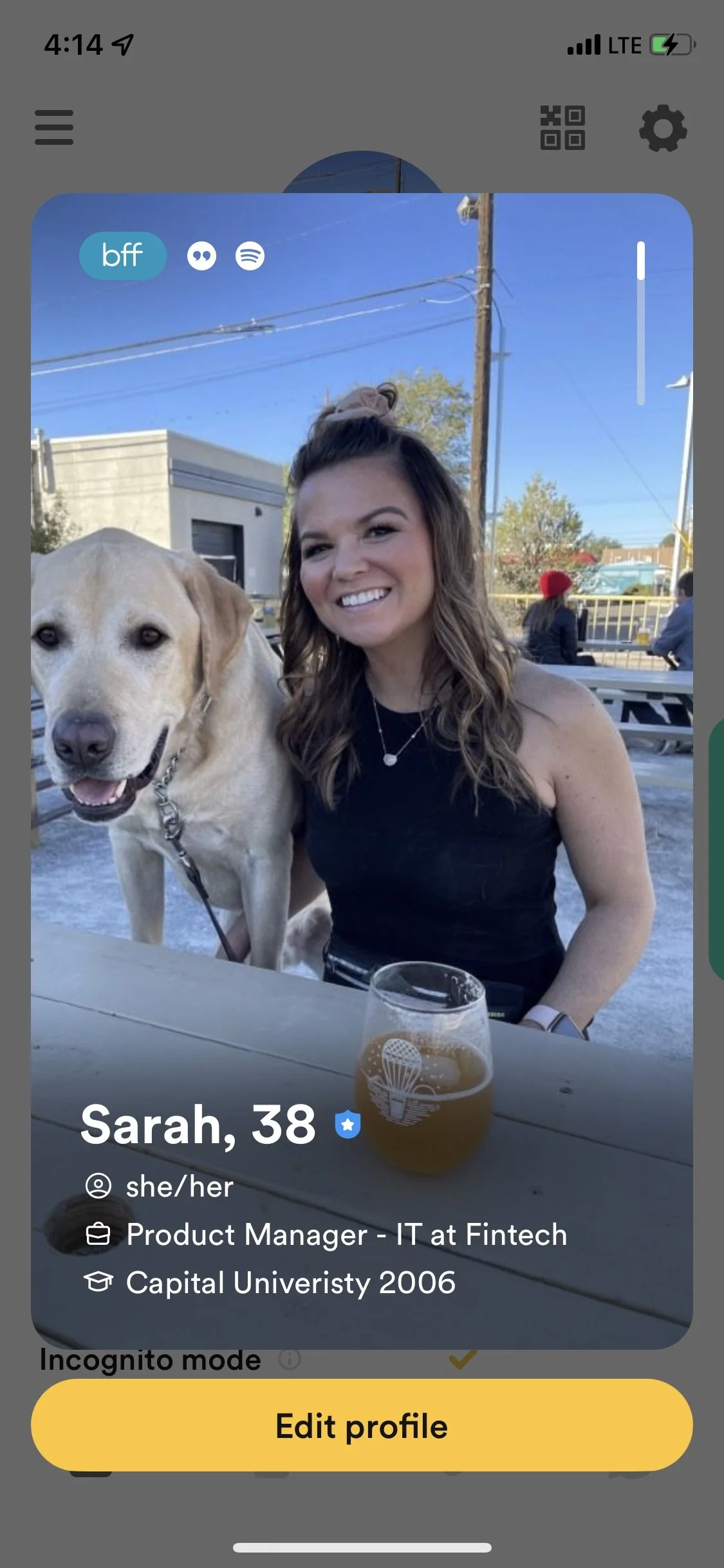 Picture of Author's Bumble Profile