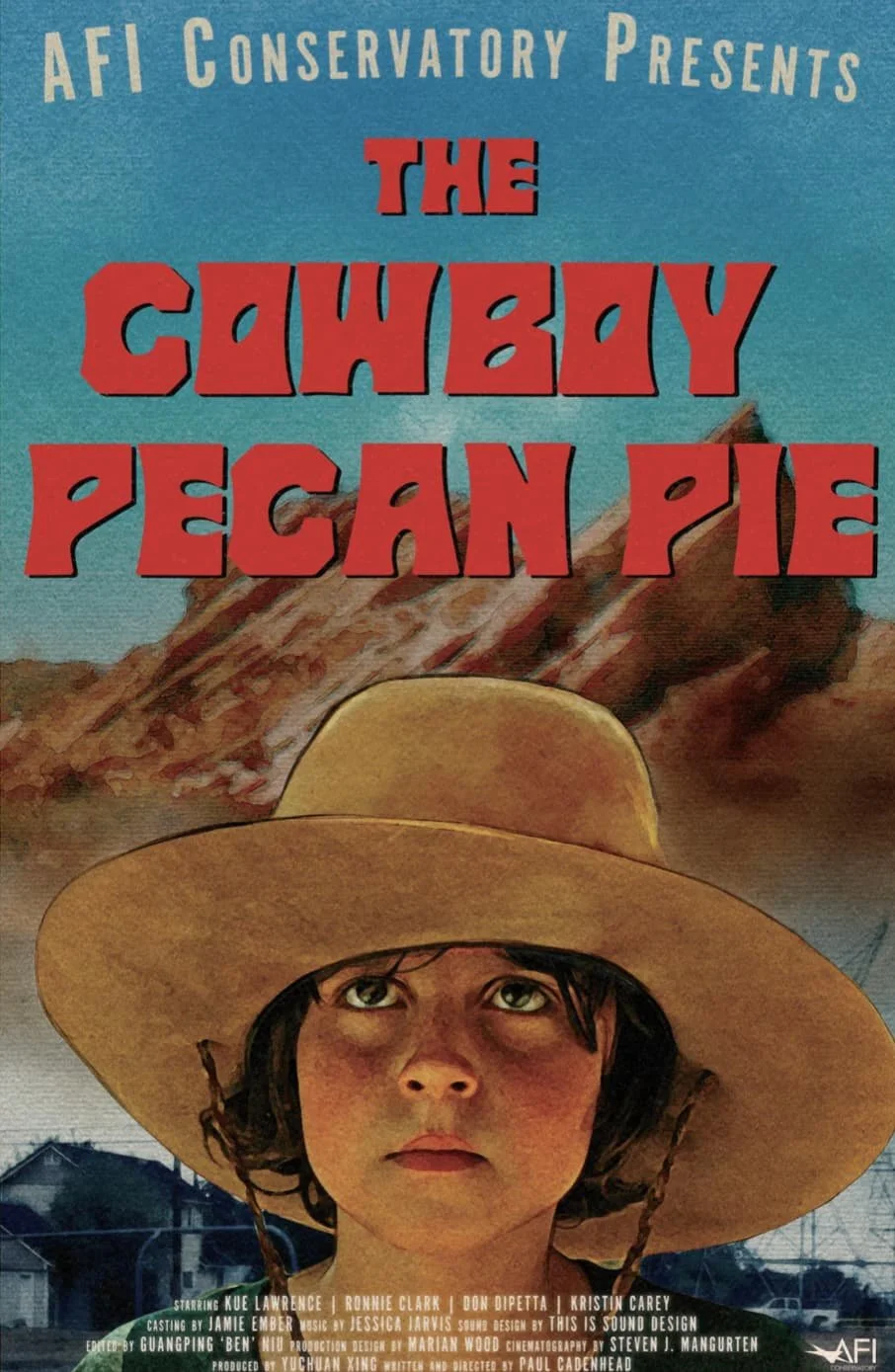 A movie poster for 'The Cowboy Pecan Pie'. Costume supervision by Keagan Roberson.
