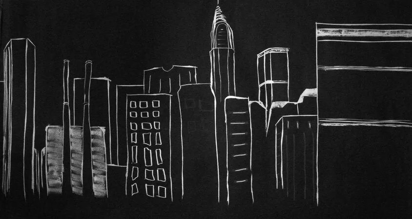 Chrysler UN 60" x 90" Silver Paint Marker on Black Paper 2014