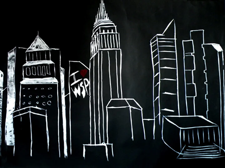 WSP Empire 60" x 72" Silver Paint Marker on Black Paper 2014