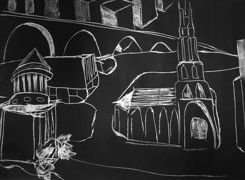 Grant's Tomb Riverside 60" x 72" Silver Paint Marker on Black Paper 2014