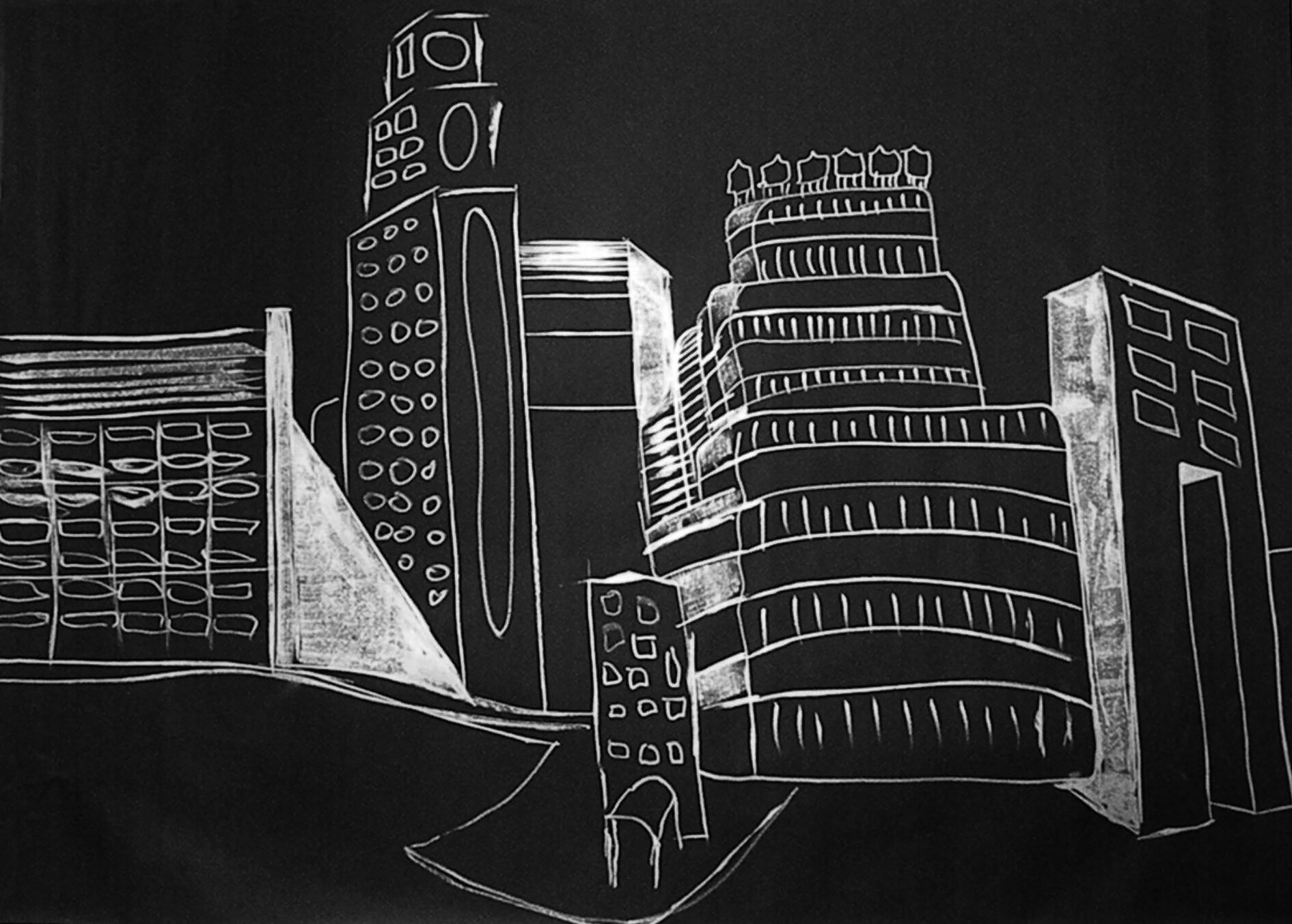 
Chelsea West 60" x 72" Silver Paint Marker on Black Paper 2014