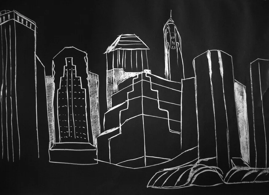 South of Seaport 60" x 72" Silver Paint Marker on Black Paper 2014