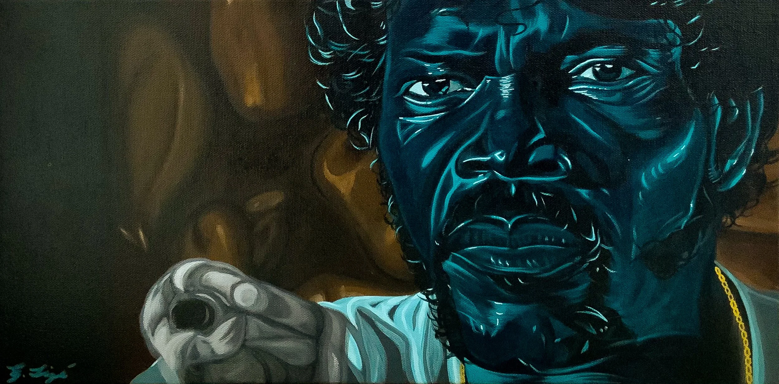 Jules (Pulp Fiction),
10" x 20", 2024,
Acrylic on canvas